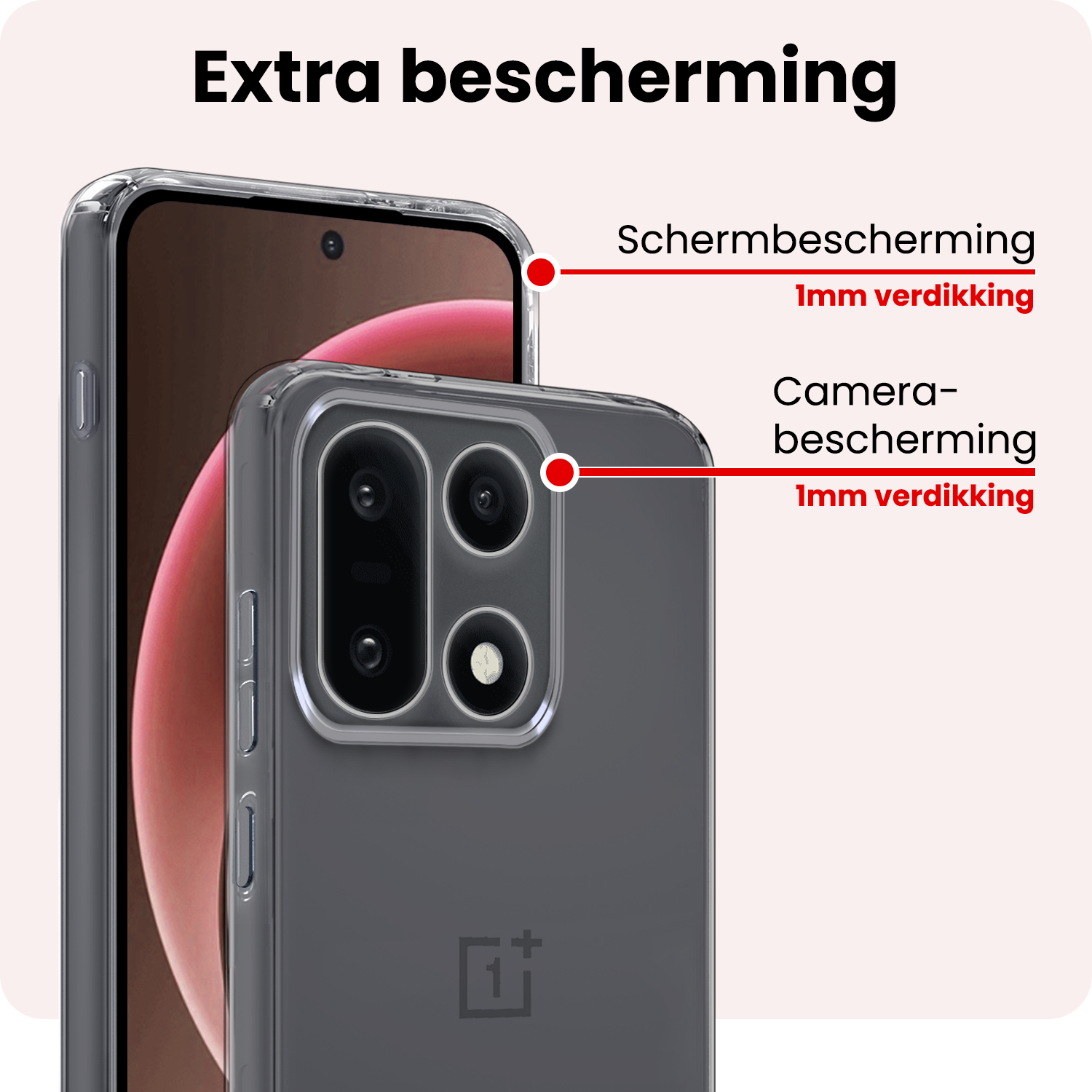 NoXx NoXx OnePlus 15 Hoesje Siliconen Met 2x Screenprotector - Transparant