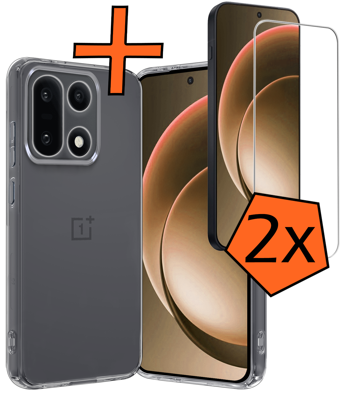 Nomfy Nomfy OnePlus 15 Hoesje Siliconen Met 2x Screenprotector - Transparant