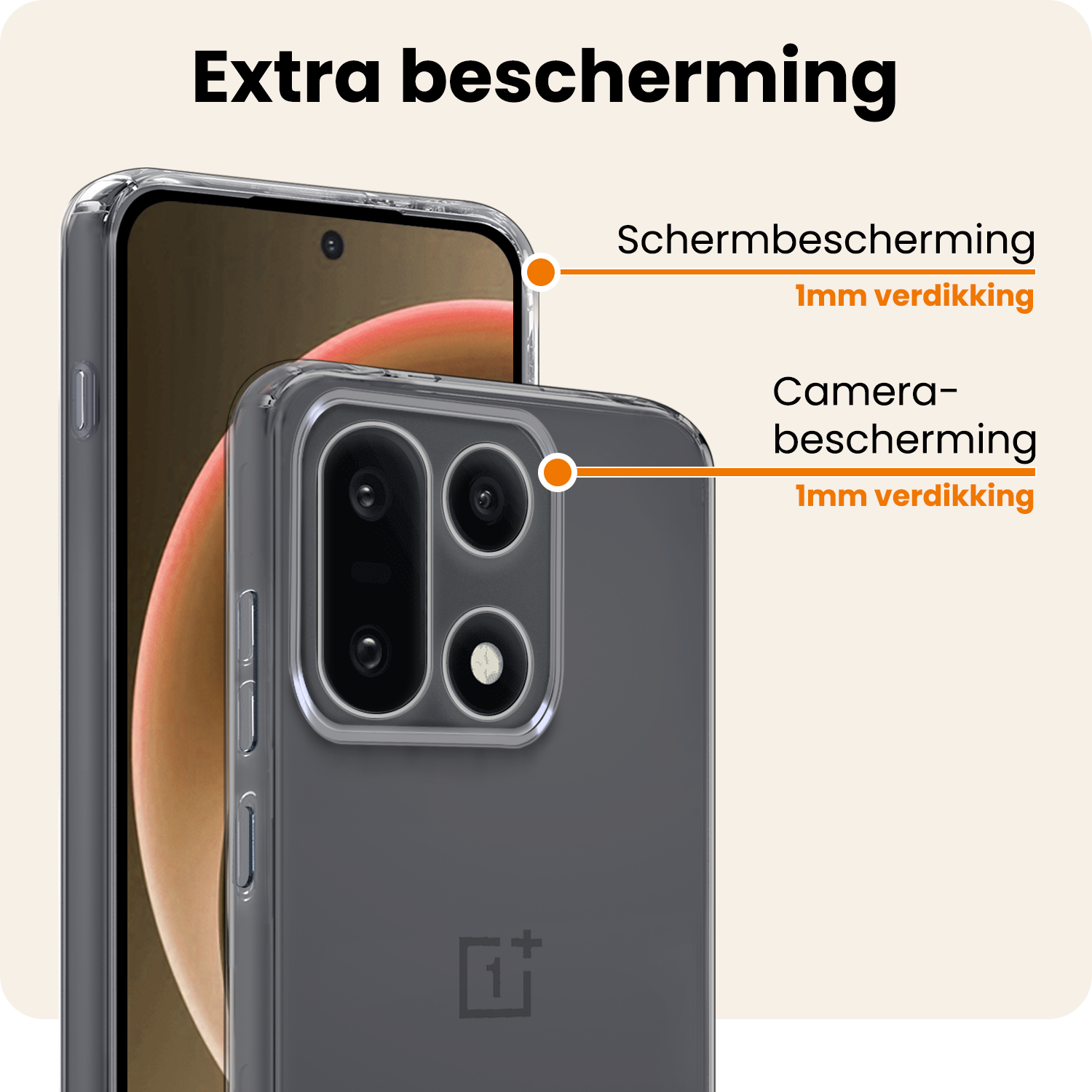 Nomfy Nomfy OnePlus 15 Hoesje Siliconen Met 2x Screenprotector - Transparant