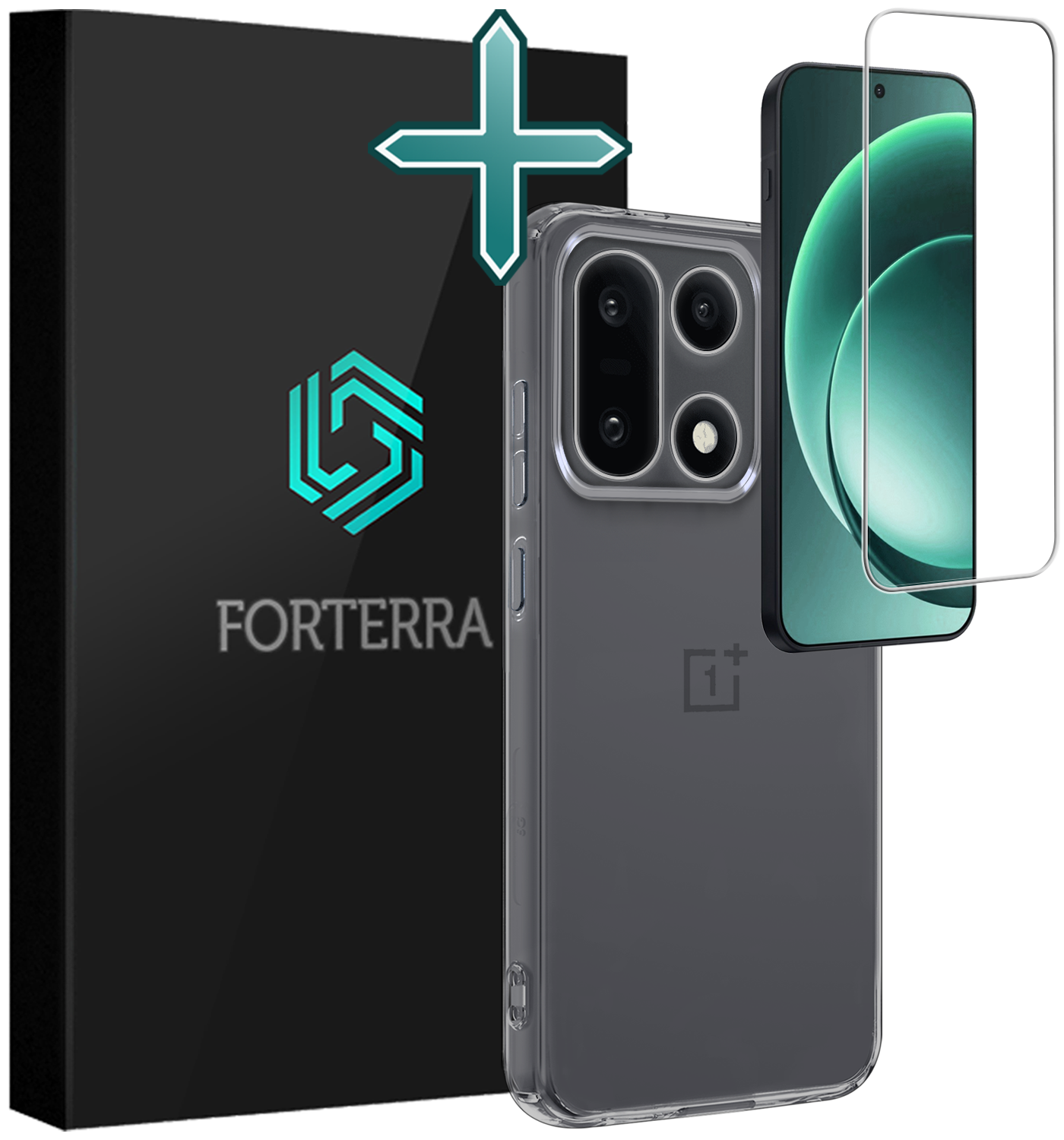 Forterra Forterra OnePlus 15 Hoesje Siliconen Met Screenprotector - Transparant