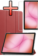 NoXx NoXx Samsung Galaxy Tab A11 Plus Hoes Met Screenprotector - Donkerrood