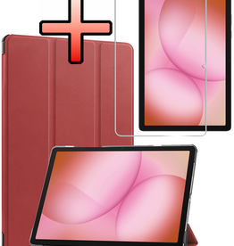 NoXx NoXx Samsung Galaxy Tab A11 Plus Hoes Met Screenprotector - Donkerrood