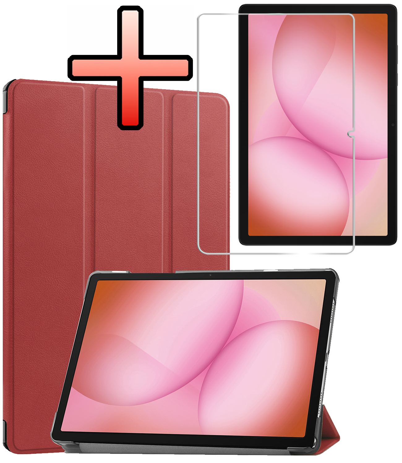 NoXx NoXx Samsung Galaxy Tab A11 Plus Hoes Met Screenprotector - Donkerrood