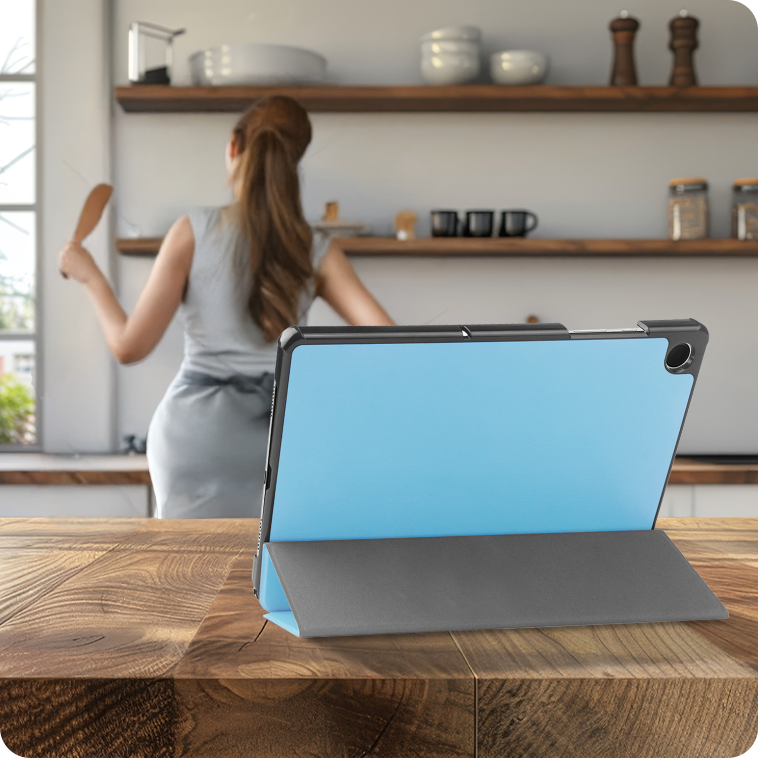 NoXx NoXx Samsung Galaxy Tab A11 Plus Hoes Met Screenprotector - Lichtblauw