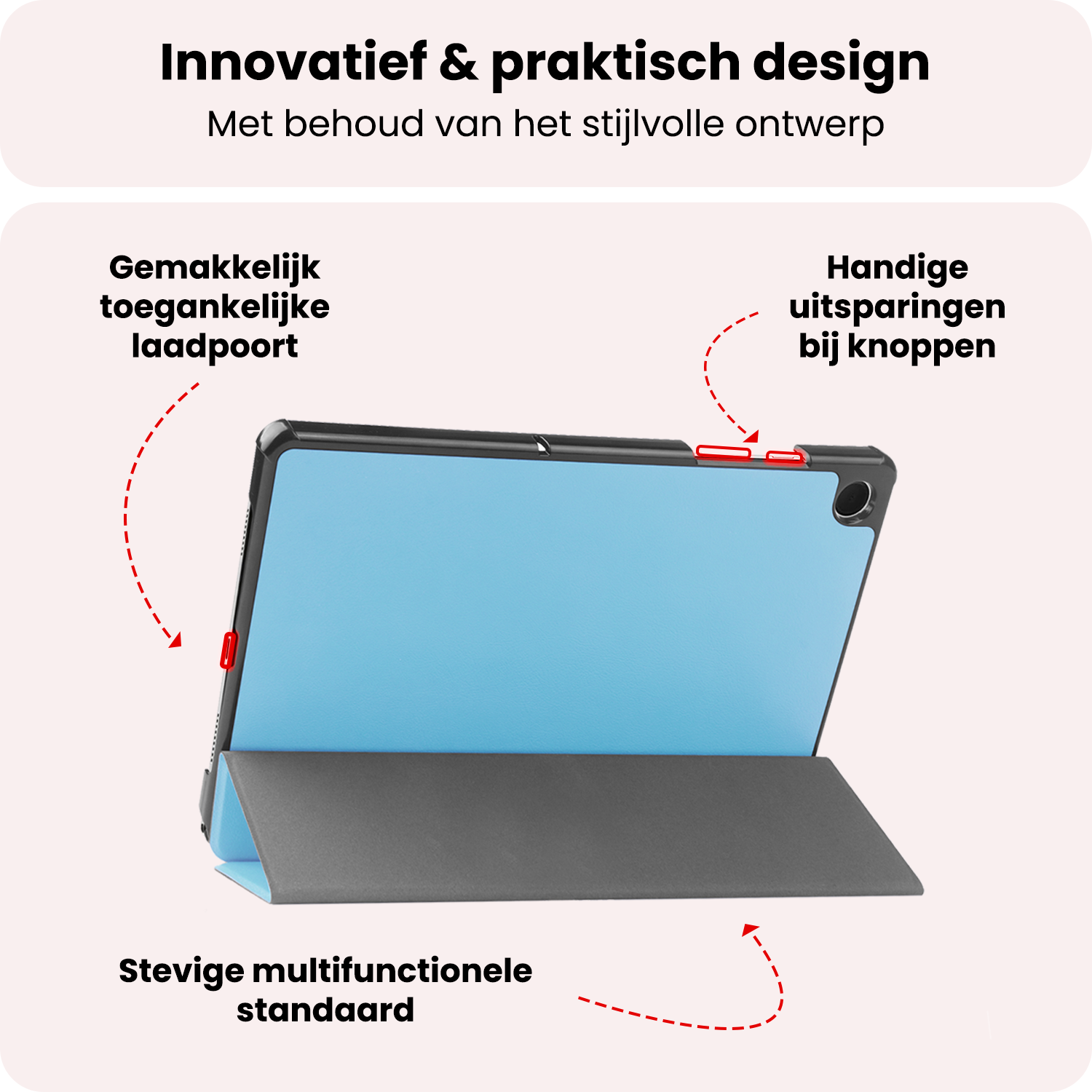 NoXx NoXx Samsung Galaxy Tab A11 Plus Hoes Met Screenprotector - Lichtblauw