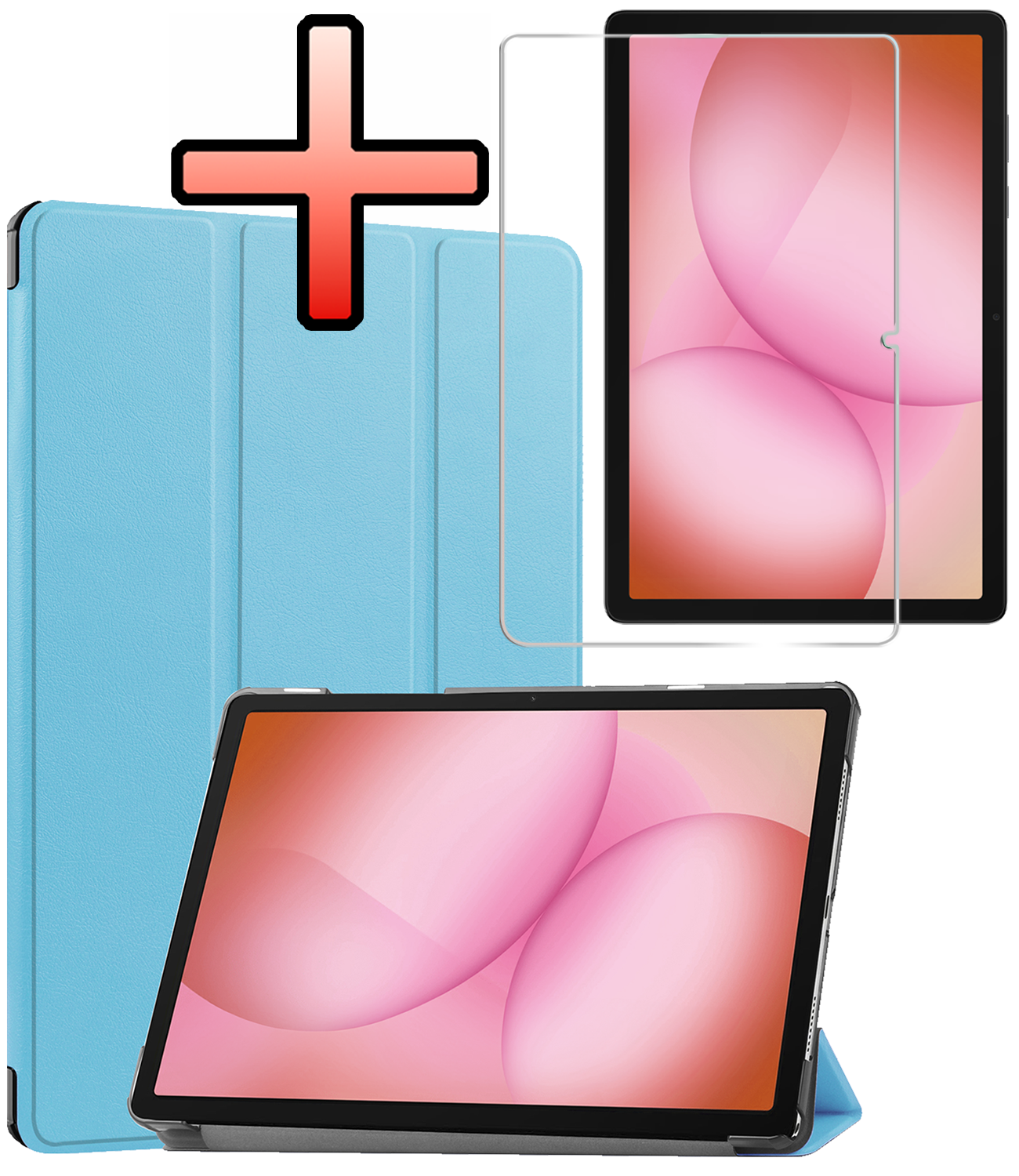 NoXx NoXx Samsung Galaxy Tab A11 Plus Hoes Met Screenprotector - Lichtblauw