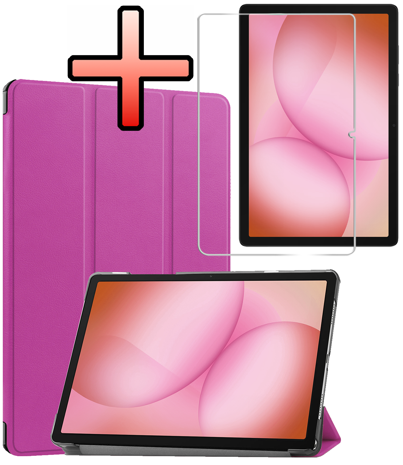 NoXx NoXx Samsung Galaxy Tab A11 Plus Hoes Met Screenprotector - Paars