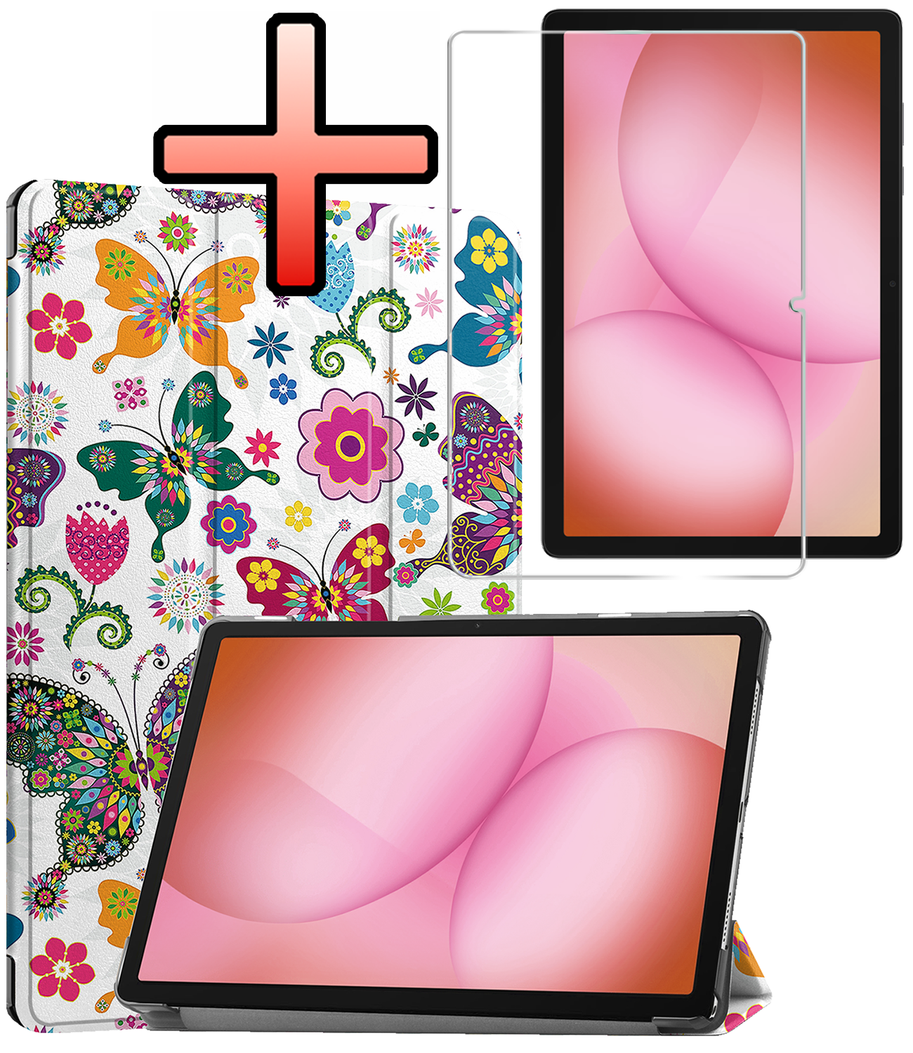 NoXx NoXx Samsung Galaxy Tab A11 Plus Hoes Met Screenprotector - Vlinders