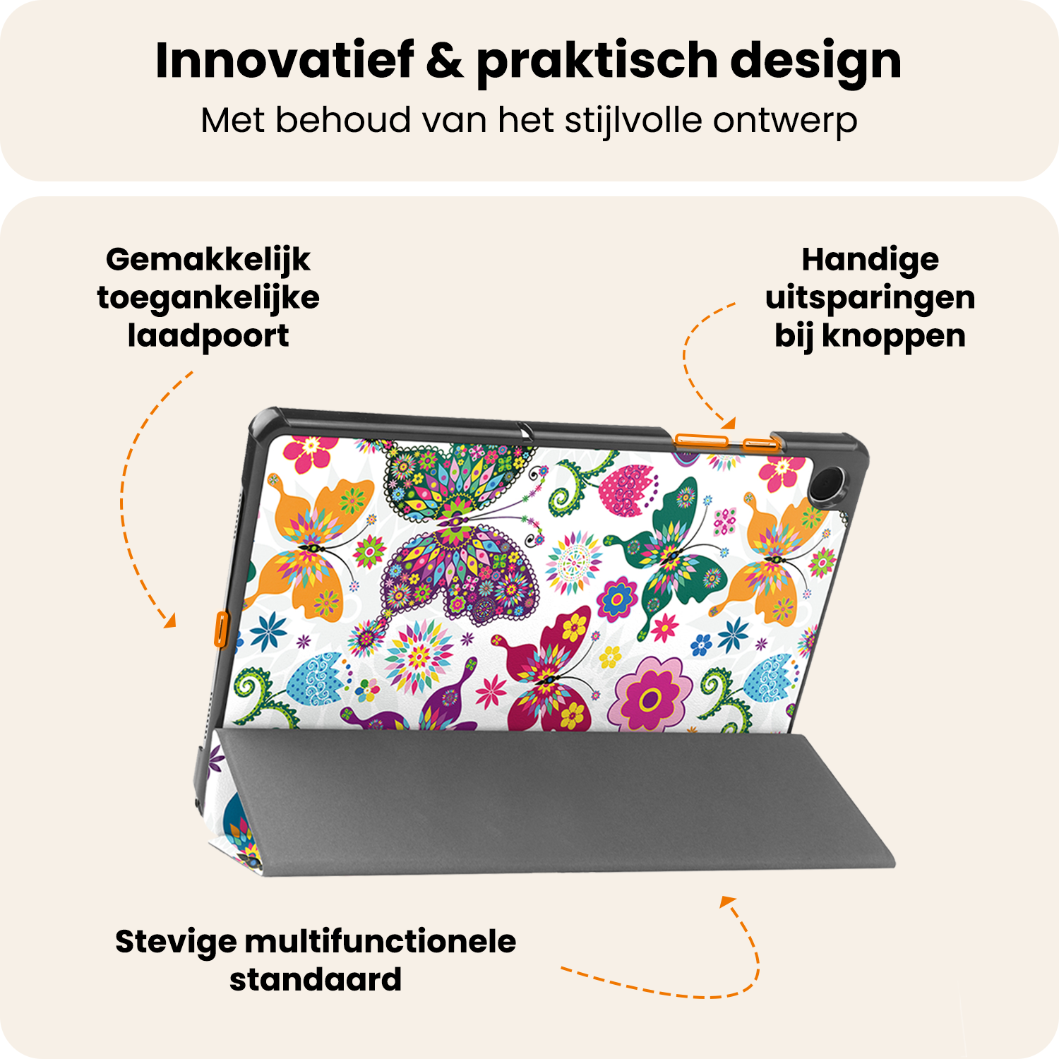 Nomfy Nomfy Samsung Galaxy Tab A11 Plus Hoes - Vlinders