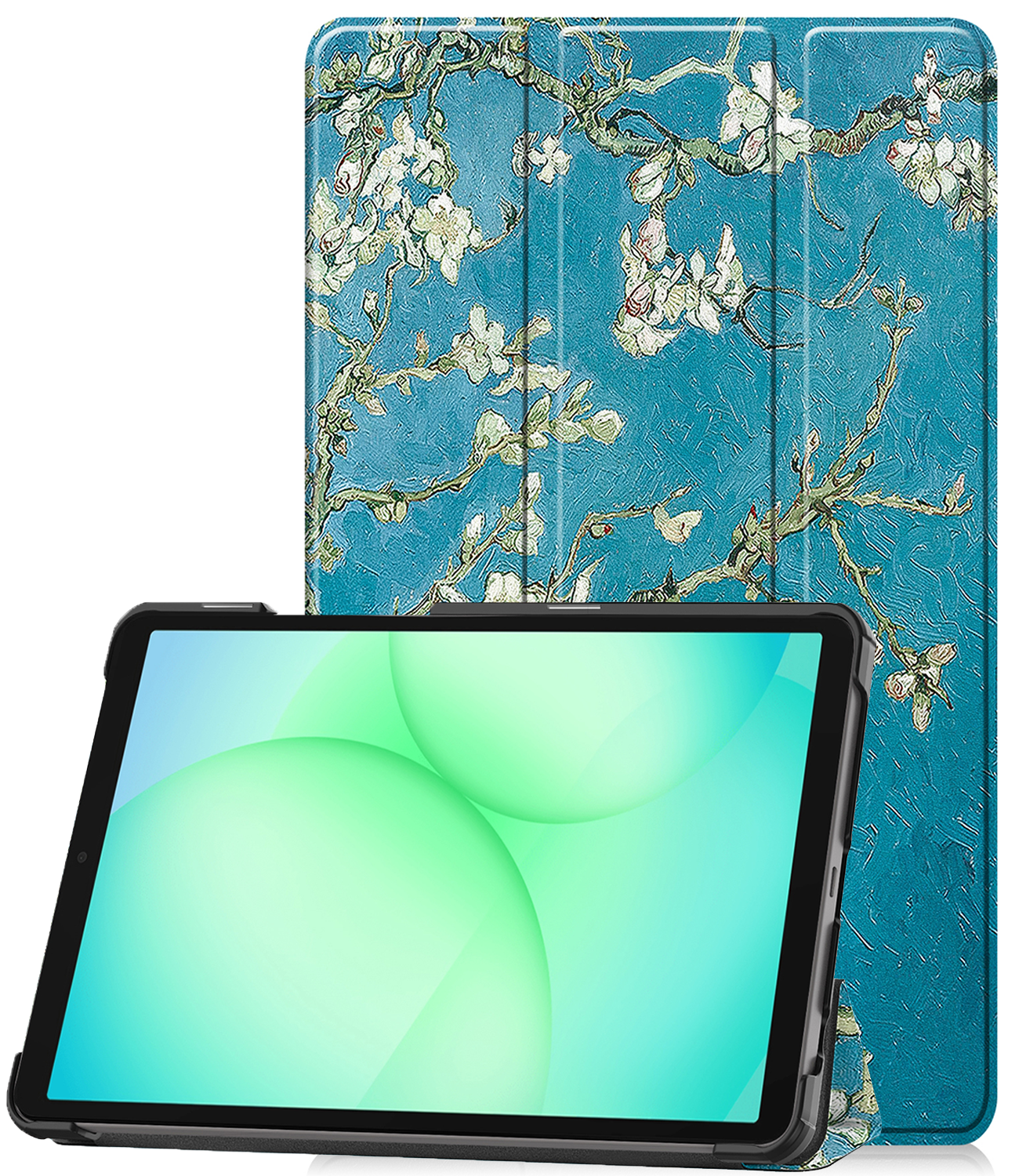 BASEY. Hoesje Geschikt voor Samsung Galaxy Tab A9 Plus Hoes Case Tablet Hoesje Tri-fold - Hoes Geschikt voor Samsung Tab A9 Plus Hoesje Hard Cover Bookcase Hoes - Bloesem