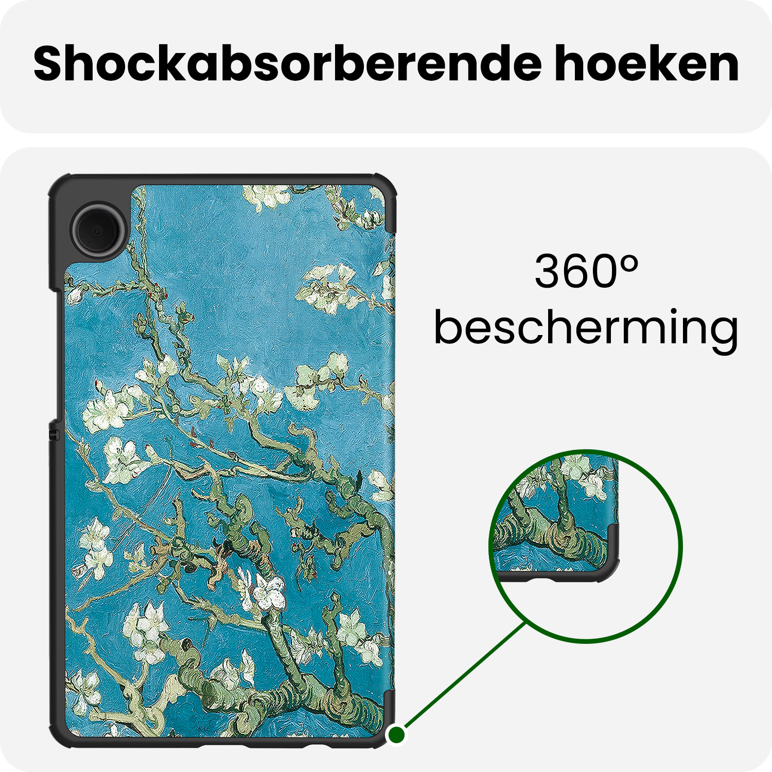 BASEY. Hoesje Geschikt voor Samsung Galaxy Tab A9 Plus Hoes Case Tablet Hoesje Tri-fold - Hoes Geschikt voor Samsung Tab A9 Plus Hoesje Hard Cover Bookcase Hoes - Bloesem