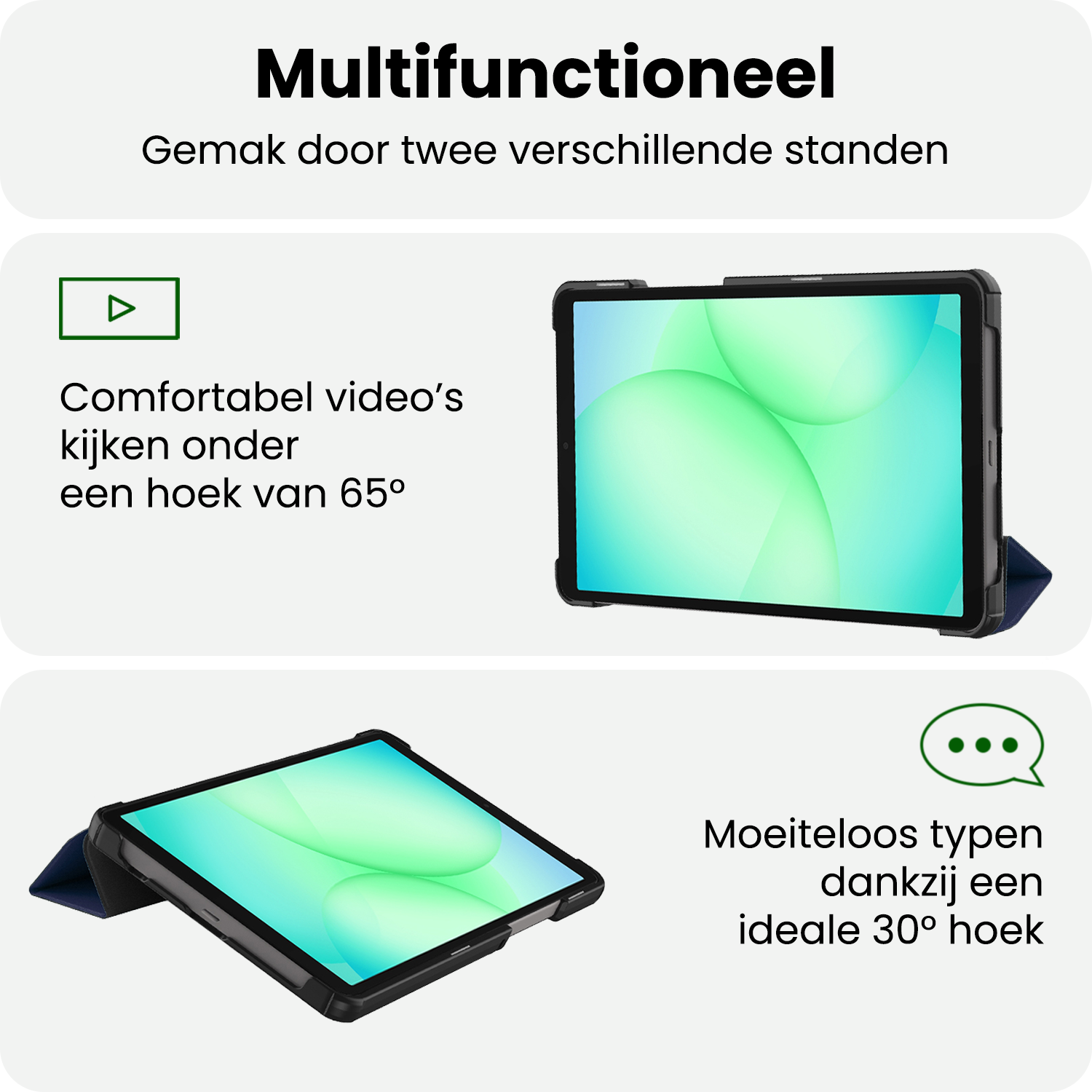 BASEY. Hoesje Geschikt voor Samsung Galaxy Tab A9 Plus Hoes Case Tablet Hoesje Tri-fold - Hoes Geschikt voor Samsung Tab A9 Plus Hoesje Hard Cover Bookcase Hoes - Donkerblauw