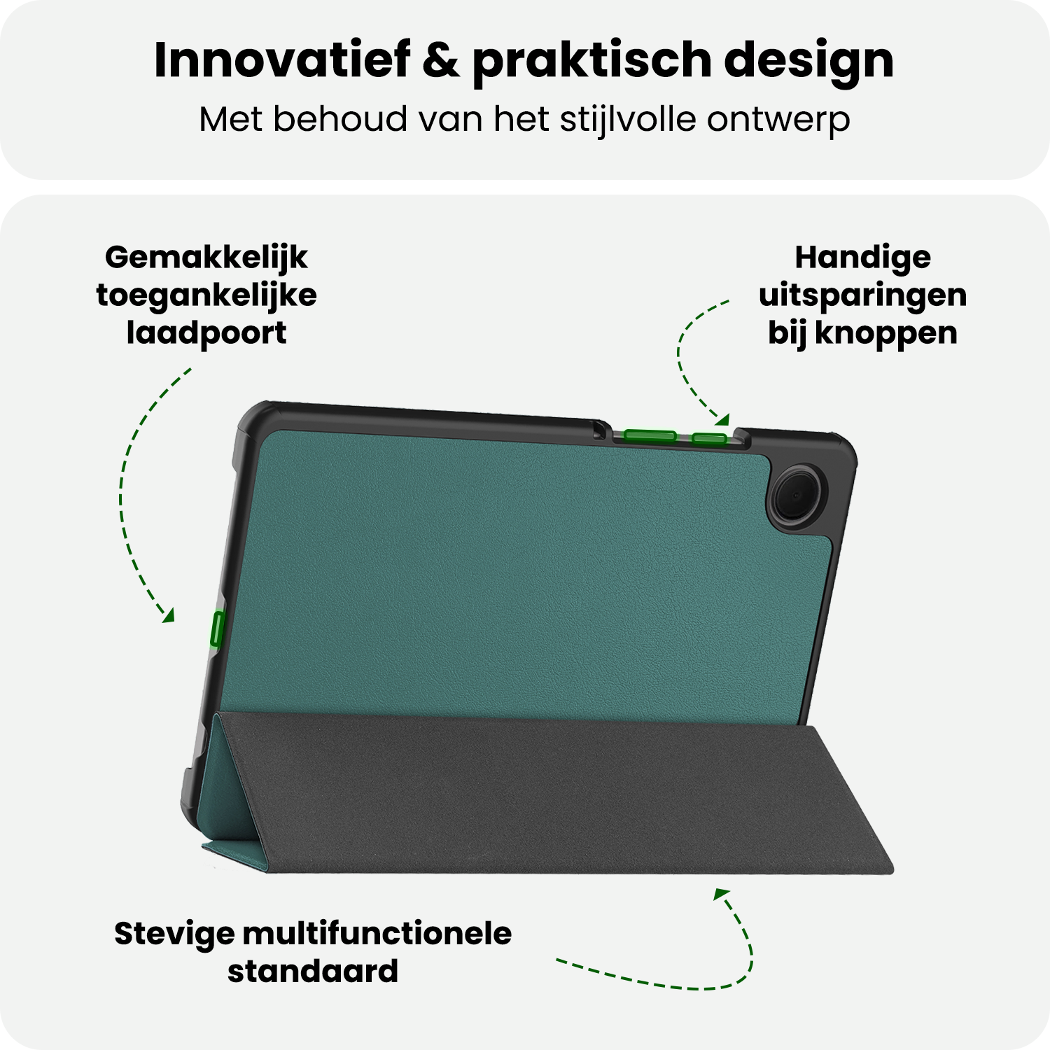 BASEY. Hoesje Geschikt voor Samsung Galaxy Tab A9 Plus Hoes Case Tablet Hoesje Tri-fold - Hoes Geschikt voor Samsung Tab A9 Plus Hoesje Hard Cover Bookcase Hoes - Donkergroen