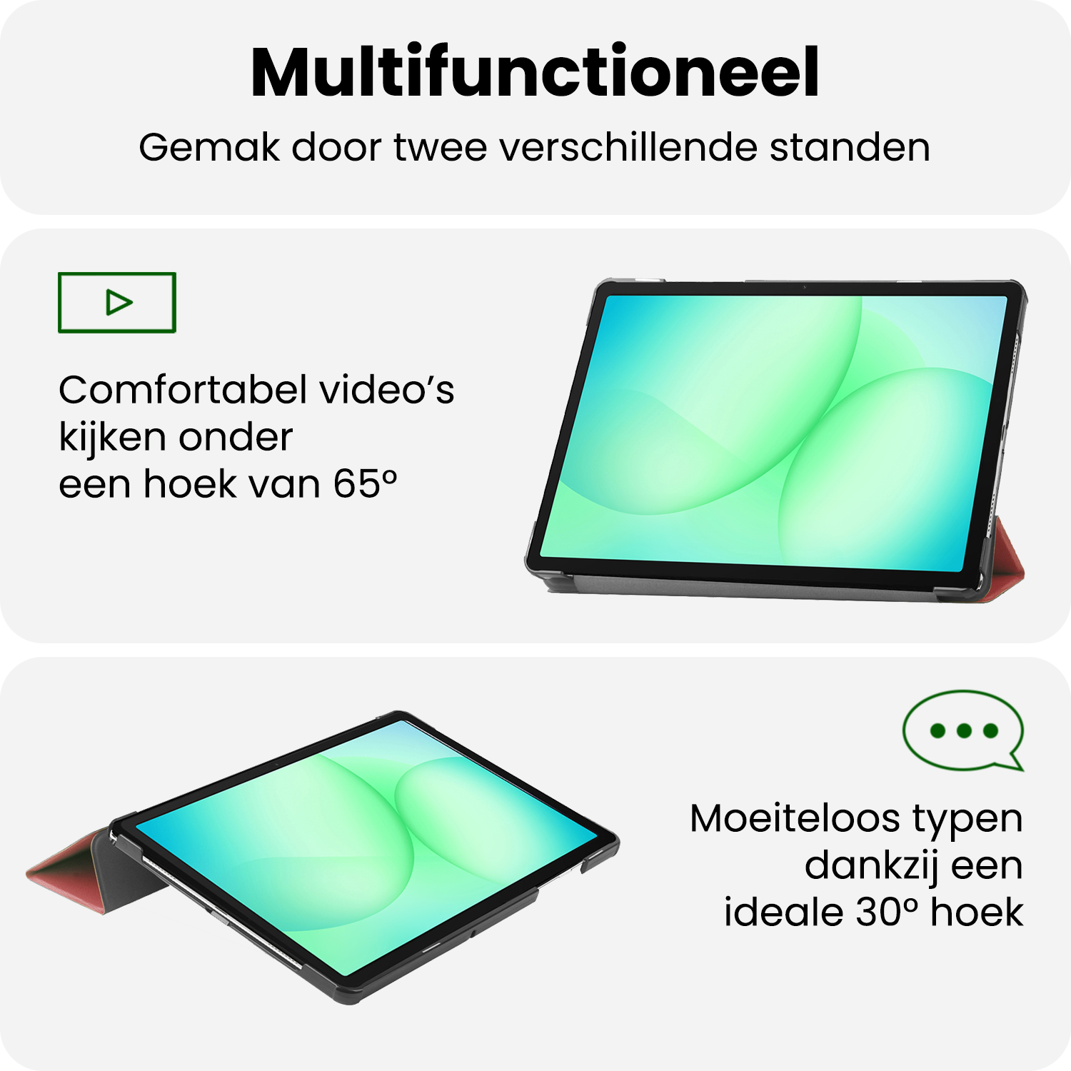 BASEY. Hoesje Geschikt voor Samsung Galaxy Tab A9 Plus Hoes Case Tablet Hoesje Tri-fold - Hoes Geschikt voor Samsung Tab A9 Plus Hoesje Hard Cover Bookcase Hoes - Donkerrood