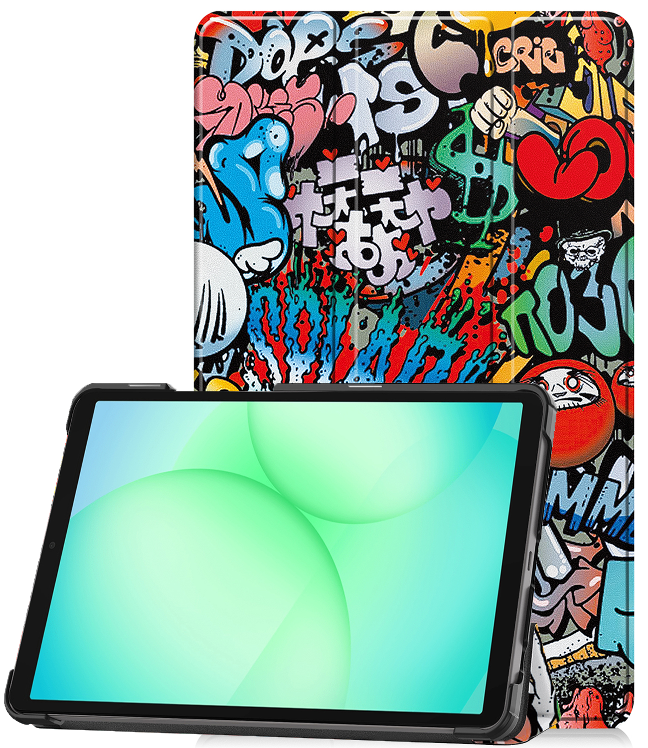 BASEY. Hoesje Geschikt voor Samsung Galaxy Tab A9 Plus Hoes Case Tablet Hoesje Tri-fold - Hoes Geschikt voor Samsung Tab A9 Plus Hoesje Hard Cover Bookcase Hoes - Graffity