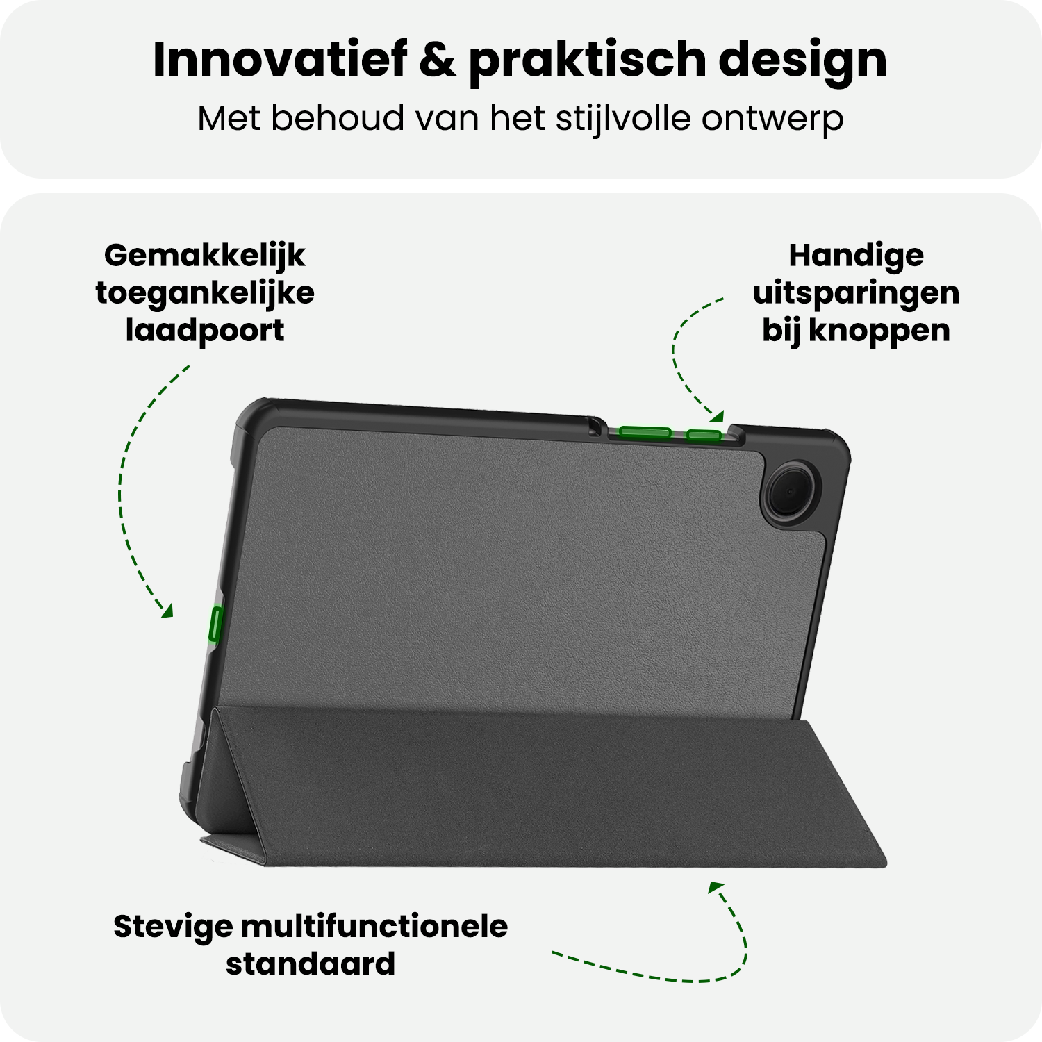 BASEY. Hoesje Geschikt voor Samsung Galaxy Tab A9 Plus Hoes Case Tablet Hoesje Tri-fold - Hoes Geschikt voor Samsung Tab A9 Plus Hoesje Hard Cover Bookcase Hoes - Grijs