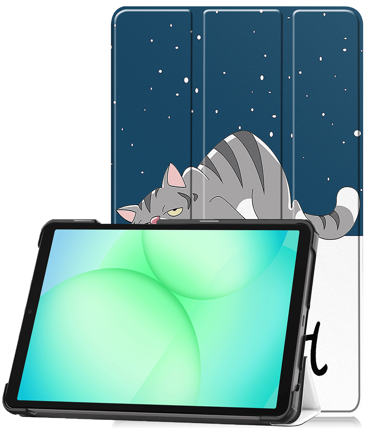 BASEY. Hoesje Geschikt voor Samsung Galaxy Tab A9 Plus Hoes Case Tablet Hoesje Tri-fold - Hoes Geschikt voor Samsung Tab A9 Plus Hoesje Hard Cover Bookcase Hoes - Kat