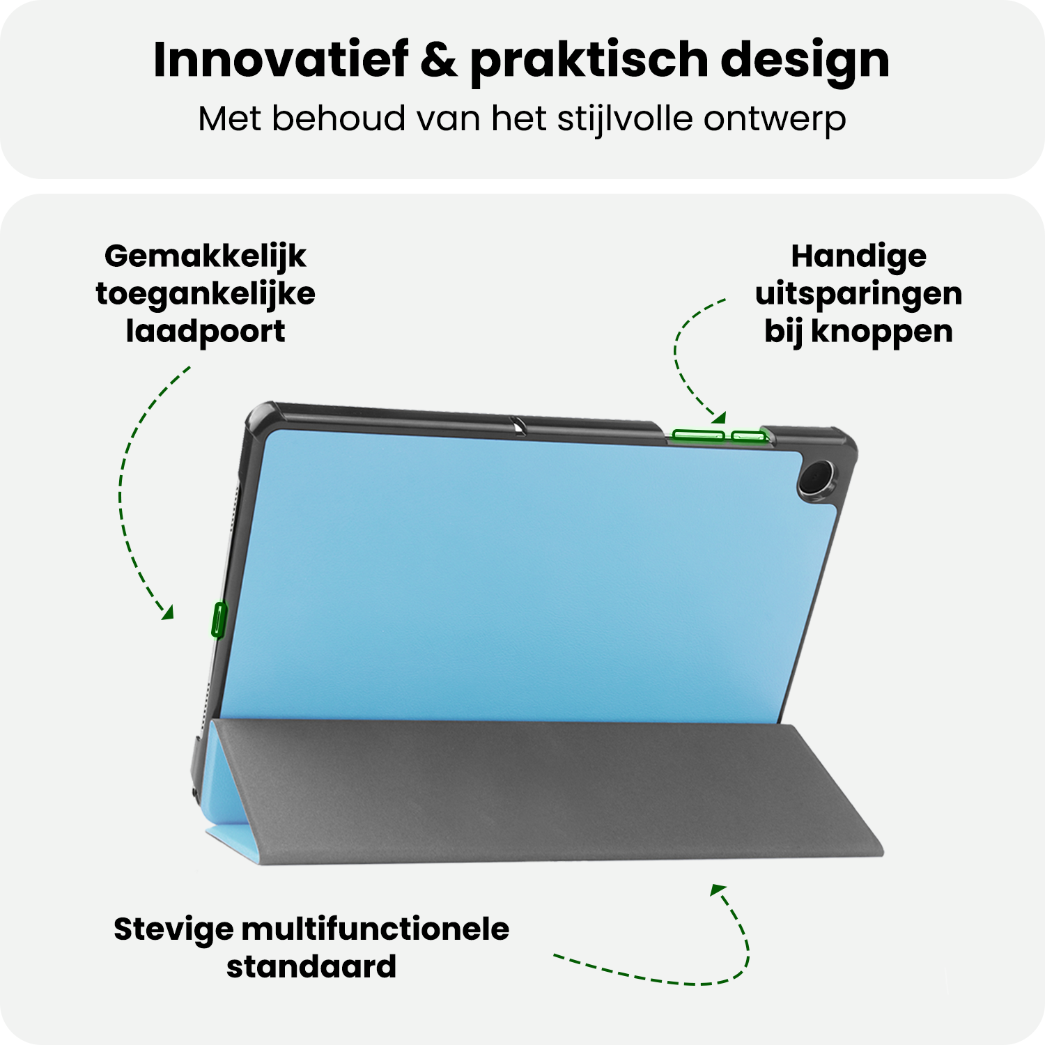 BASEY. Hoesje Geschikt voor Samsung Galaxy Tab A9 Plus Hoes Case Tablet Hoesje Tri-fold - Hoes Geschikt voor Samsung Tab A9 Plus Hoesje Hard Cover Bookcase Hoes - Lichtblauw