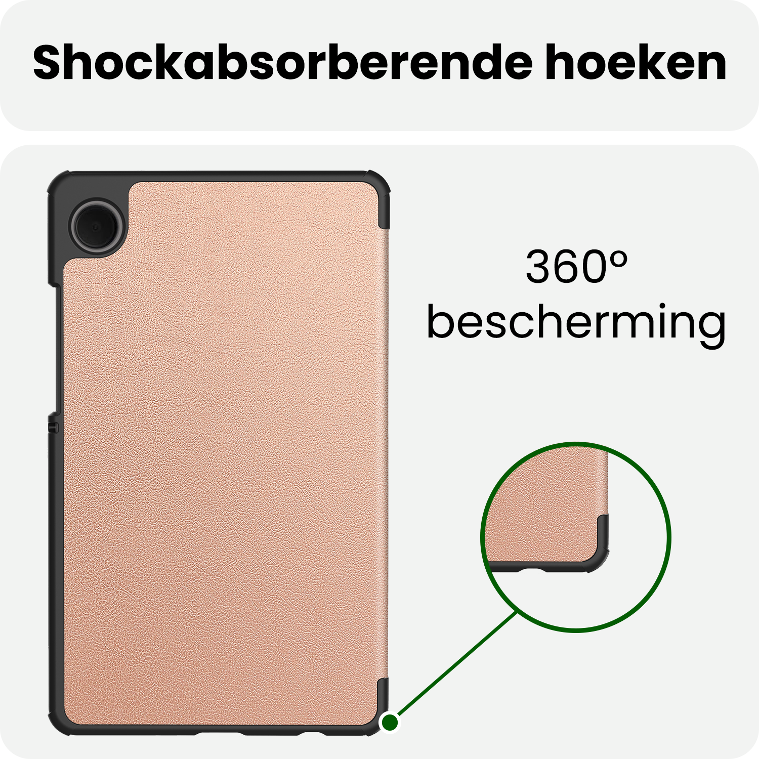 BASEY. Hoesje Geschikt voor Samsung Galaxy Tab A9 Plus Hoes Case Tablet Hoesje Tri-fold - Hoes Geschikt voor Samsung Tab A9 Plus Hoesje Hard Cover Bookcase Hoes - Rosé goud