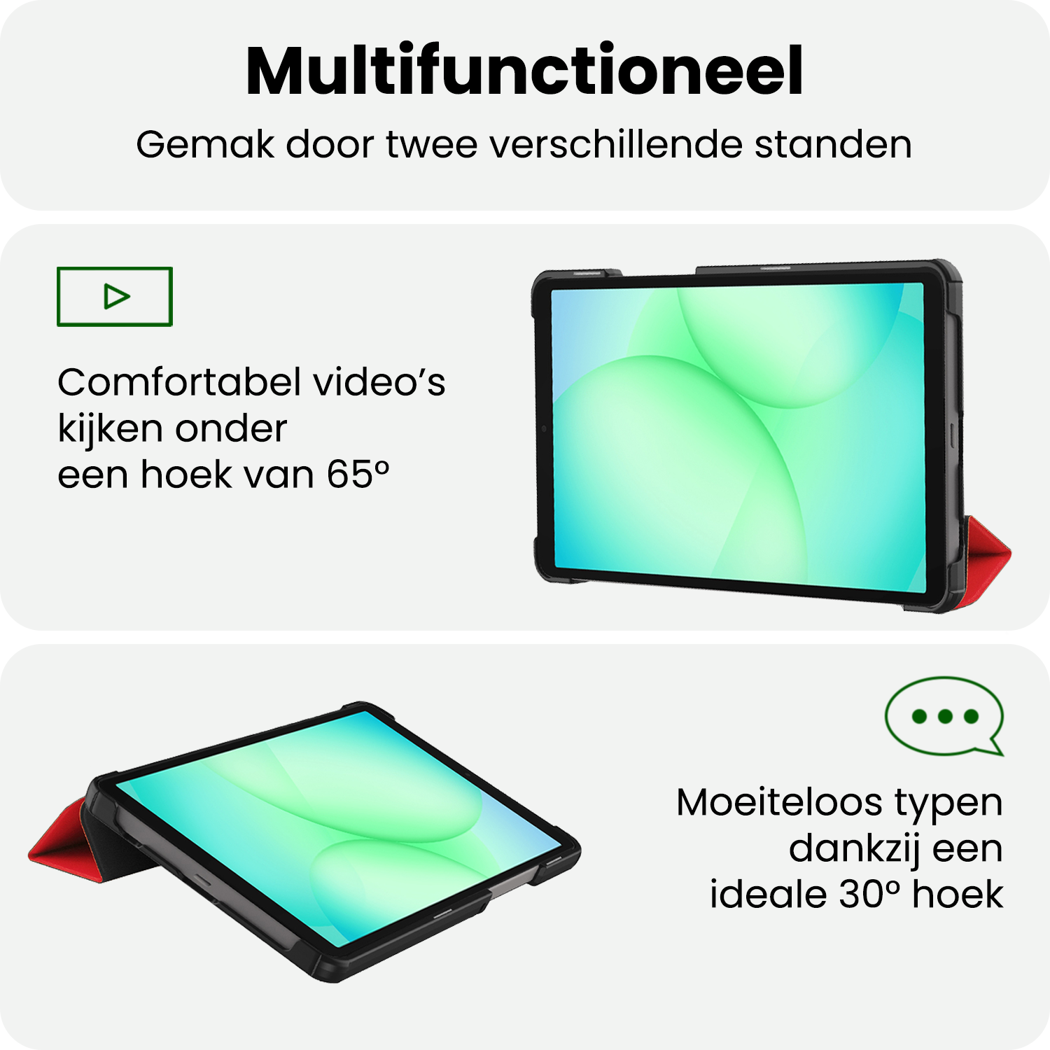 BASEY. Hoesje Geschikt voor Samsung Galaxy Tab A9 Plus Hoes Case Tablet Hoesje Tri-fold - Hoes Geschikt voor Samsung Tab A9 Plus Hoesje Hard Cover Bookcase Hoes - Rood