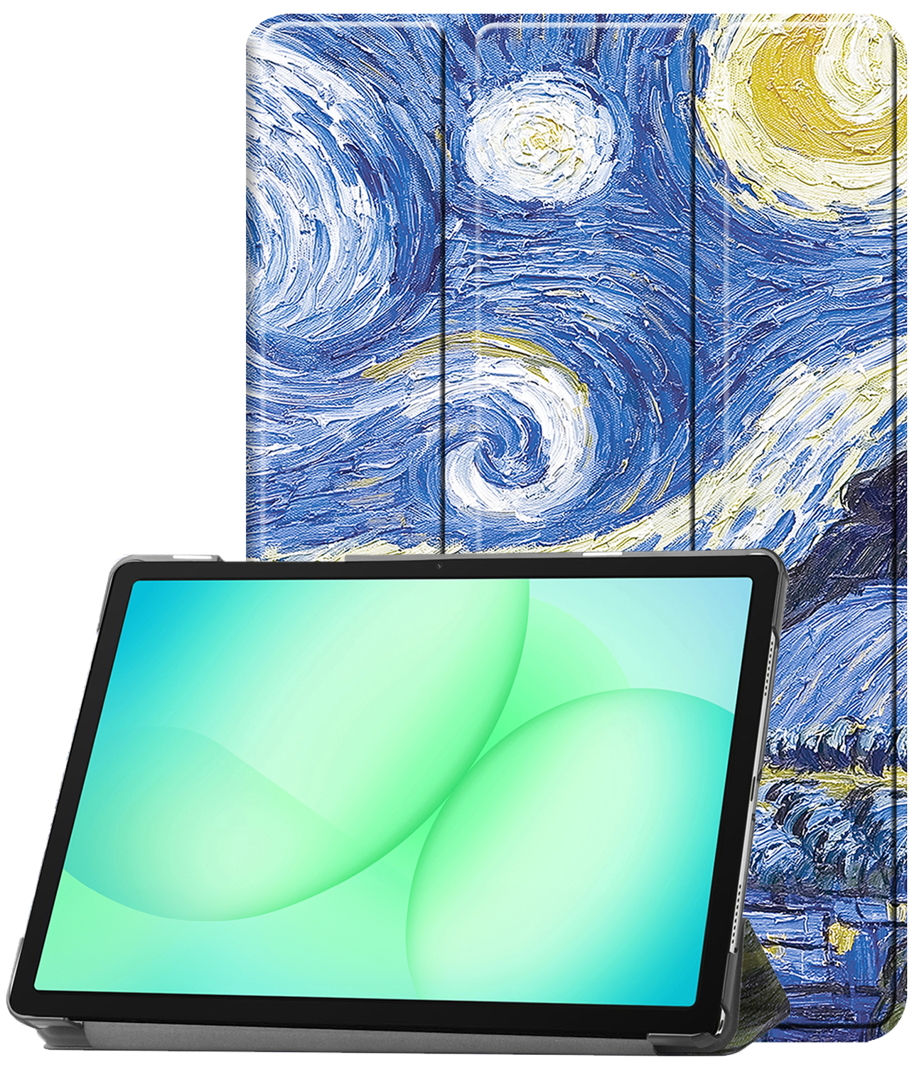 BASEY. Hoesje Geschikt voor Samsung Galaxy Tab A9 Plus Hoes Case Tablet Hoesje Tri-fold - Hoes Geschikt voor Samsung Tab A9 Plus Hoesje Hard Cover Bookcase Hoes - Sterrenhemel
