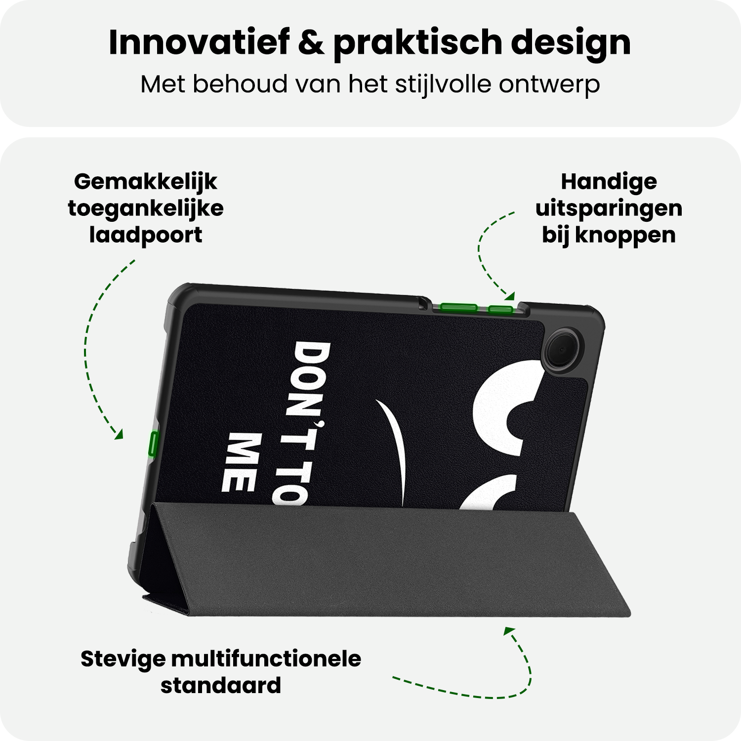 BASEY. Hoesje Geschikt voor Samsung Galaxy Tab A9 Plus Hoes Case Tablet Hoesje Tri-fold - Hoes Geschikt voor Samsung Tab A9 Plus Hoesje Hard Cover Bookcase Hoes - Don't Touch Me