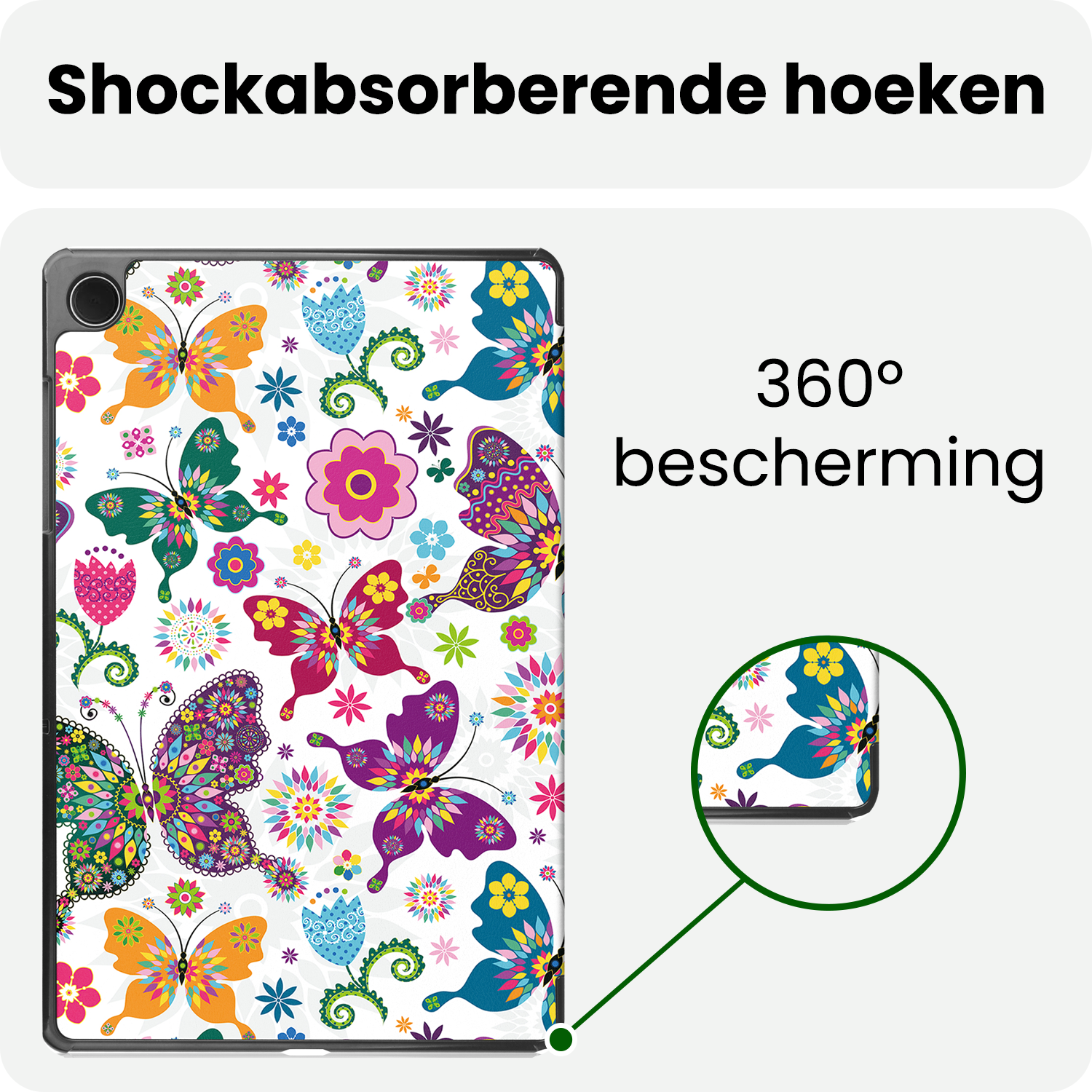 BASEY. Hoesje Geschikt voor Samsung Galaxy Tab A9 Plus Hoes Case Tablet Hoesje Tri-fold - Hoes Geschikt voor Samsung Tab A9 Plus Hoesje Hard Cover Bookcase Hoes - Vlinders