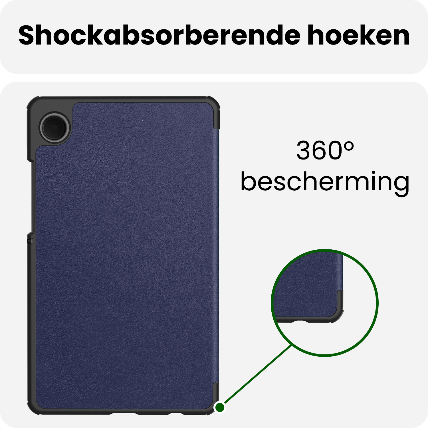 BASEY. Hoesje Geschikt voor Samsung Galaxy Tab A9 Plus Hoes Case Tablet Hoesje Tri-fold Met Screenprotector - Hoes Geschikt voor Samsung Tab A9 Plus Hoesje Hard Cover Bookcase Hoes - Donkerblauw