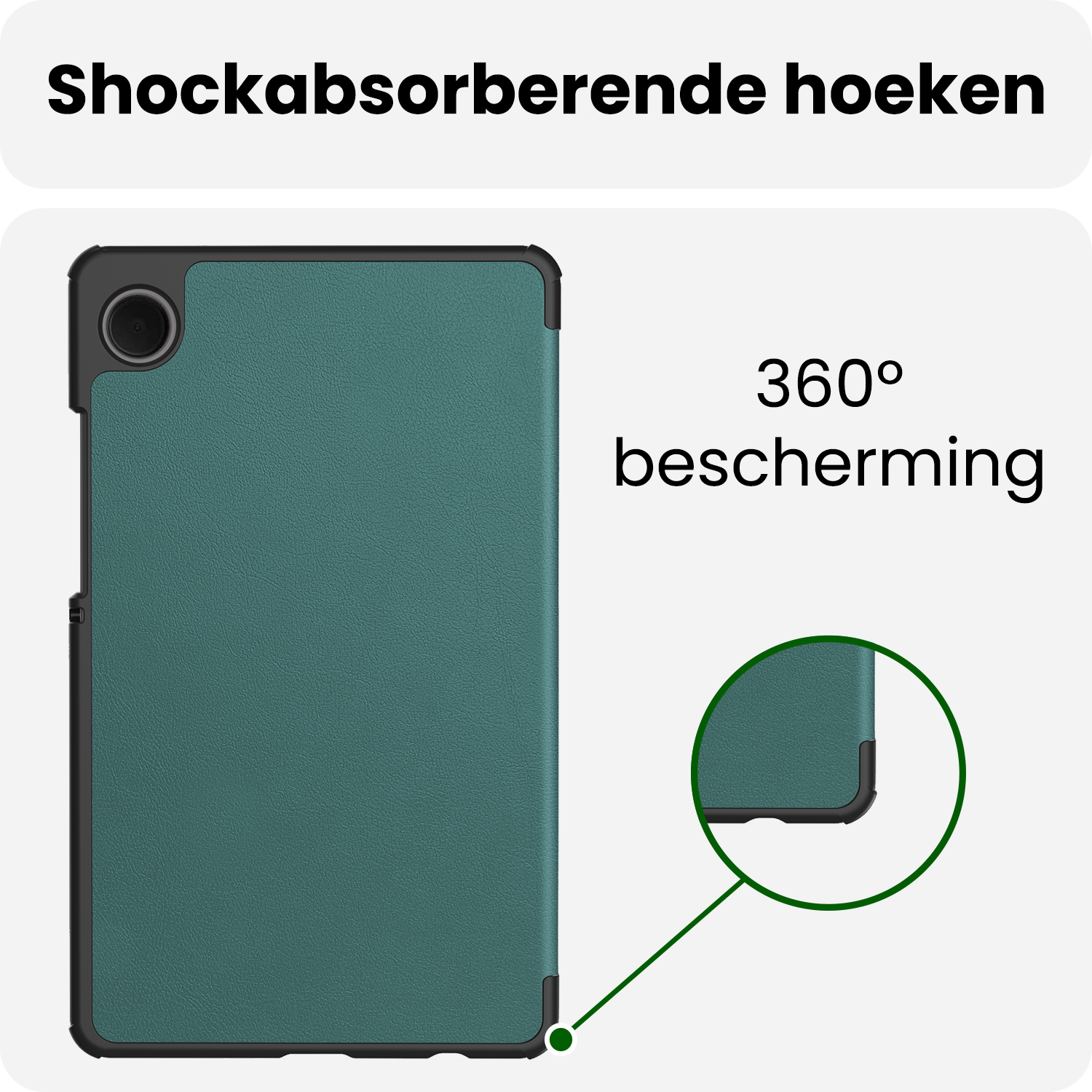 BASEY. Hoesje Geschikt voor Samsung Galaxy Tab A9 Plus Hoes Case Tablet Hoesje Tri-fold Met Screenprotector - Hoes Geschikt voor Samsung Tab A9 Plus Hoesje Hard Cover Bookcase Hoes - Donkergroen