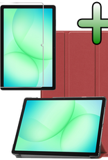 BASEY. Hoesje Geschikt voor Samsung Galaxy Tab A9 Plus Hoes Case Tablet Hoesje Tri-fold Met Screenprotector - Hoes Geschikt voor Samsung Tab A9 Plus Hoesje Hard Cover Bookcase Hoes - Donkerrood