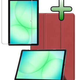 BASEY. BASEY. Samsung Galaxy Tab A9 Plus / A11 Plus Hoes Met Screenprotector - Donkerrood