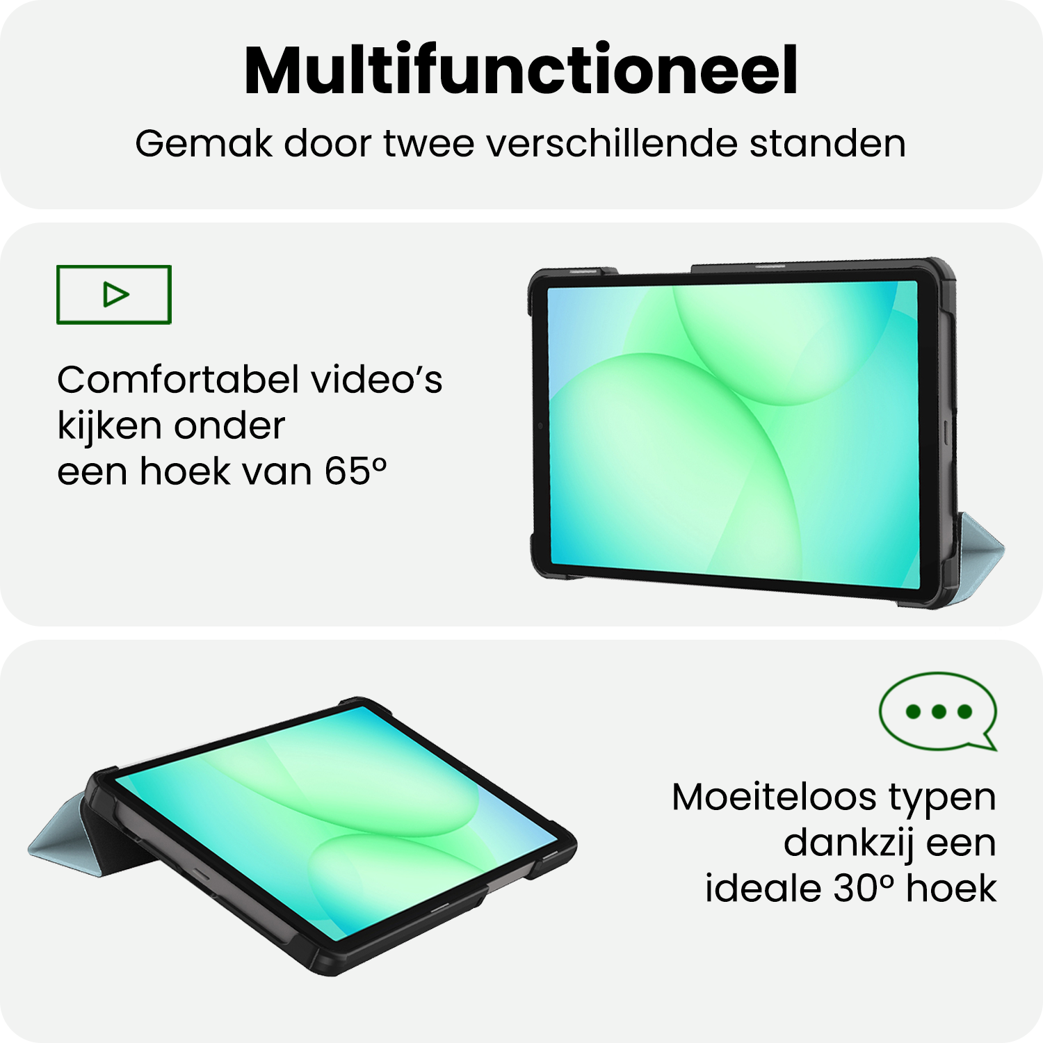 BASEY. Hoesje Geschikt voor Samsung Galaxy Tab A9 Plus Hoes Case Tablet Hoesje Tri-fold Met Screenprotector - Hoes Geschikt voor Samsung Tab A9 Plus Hoesje Hard Cover Bookcase Hoes - Eenhoorn