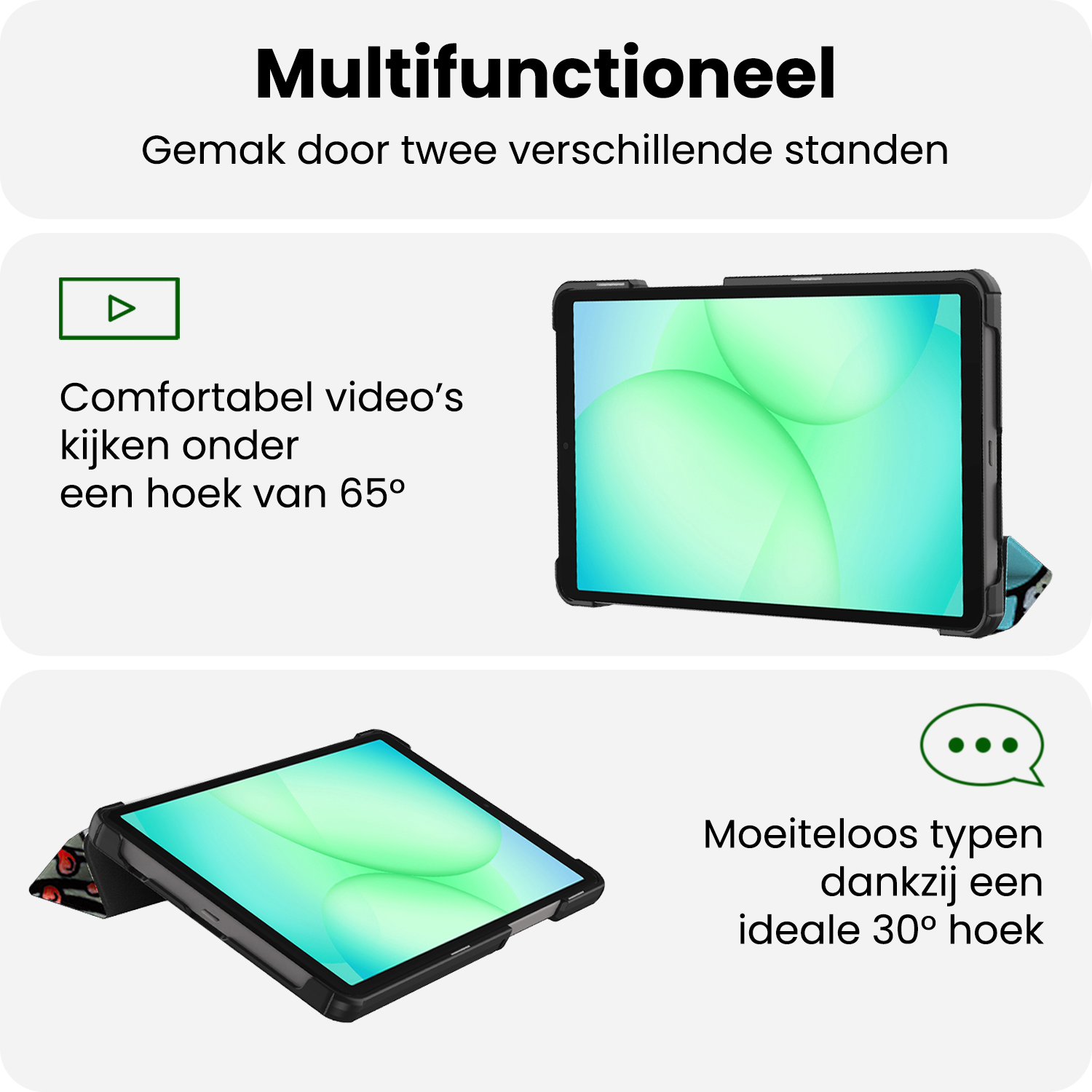 BASEY. Hoesje Geschikt voor Samsung Galaxy Tab A9 Plus Hoes Case Tablet Hoesje Tri-fold Met Screenprotector - Hoes Geschikt voor Samsung Tab A9 Plus Hoesje Hard Cover Bookcase Hoes - Graffity