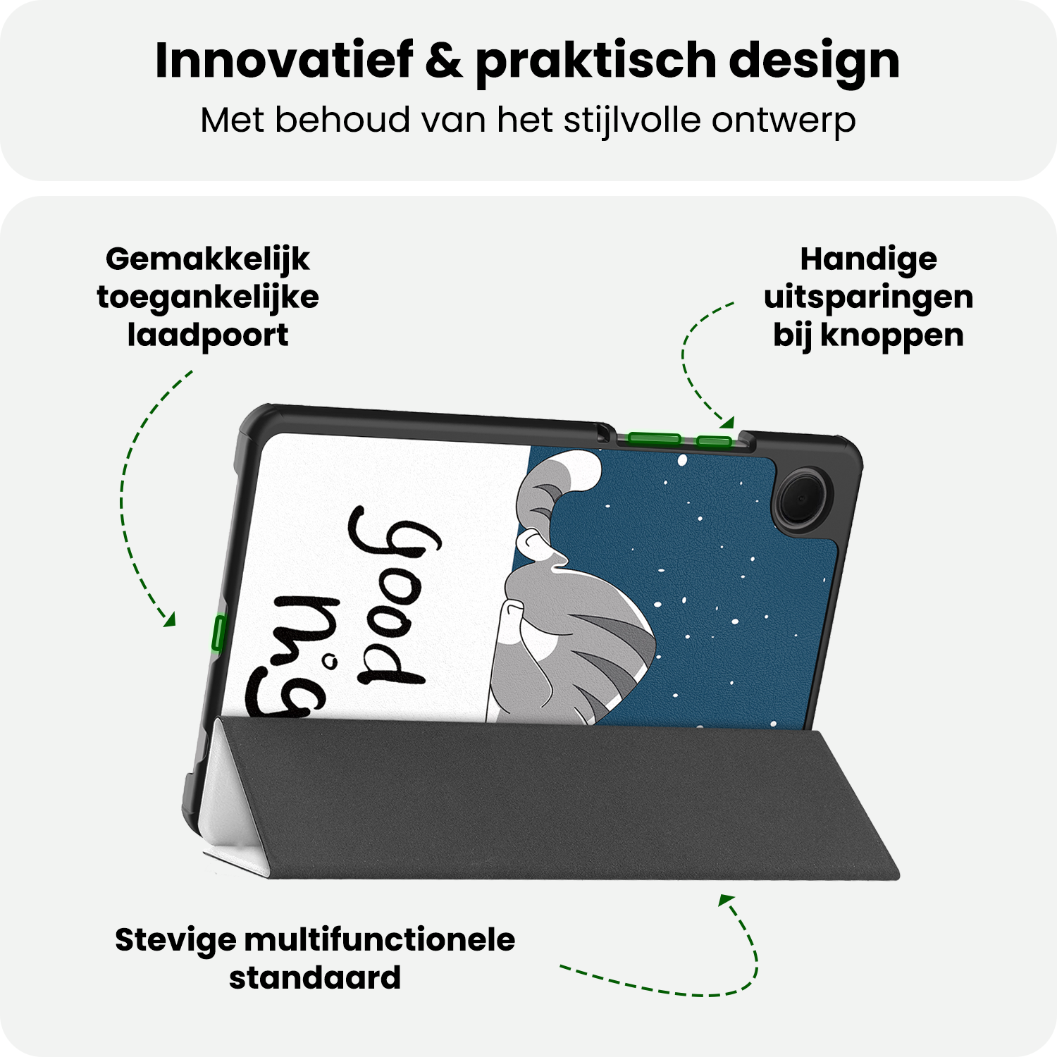 BASEY. Hoesje Geschikt voor Samsung Galaxy Tab A9 Plus Hoes Case Tablet Hoesje Tri-fold Met Screenprotector - Hoes Geschikt voor Samsung Tab A9 Plus Hoesje Hard Cover Bookcase Hoes - Kat