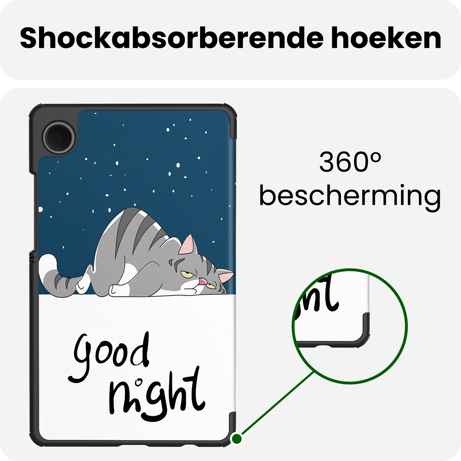 BASEY. Hoesje Geschikt voor Samsung Galaxy Tab A9 Plus Hoes Case Tablet Hoesje Tri-fold Met Screenprotector - Hoes Geschikt voor Samsung Tab A9 Plus Hoesje Hard Cover Bookcase Hoes - Kat