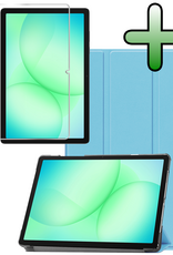 BASEY. Hoesje Geschikt voor Samsung Galaxy Tab A9 Plus Hoes Case Tablet Hoesje Tri-fold Met Screenprotector - Hoes Geschikt voor Samsung Tab A9 Plus Hoesje Hard Cover Bookcase Hoes - Lichtblauw
