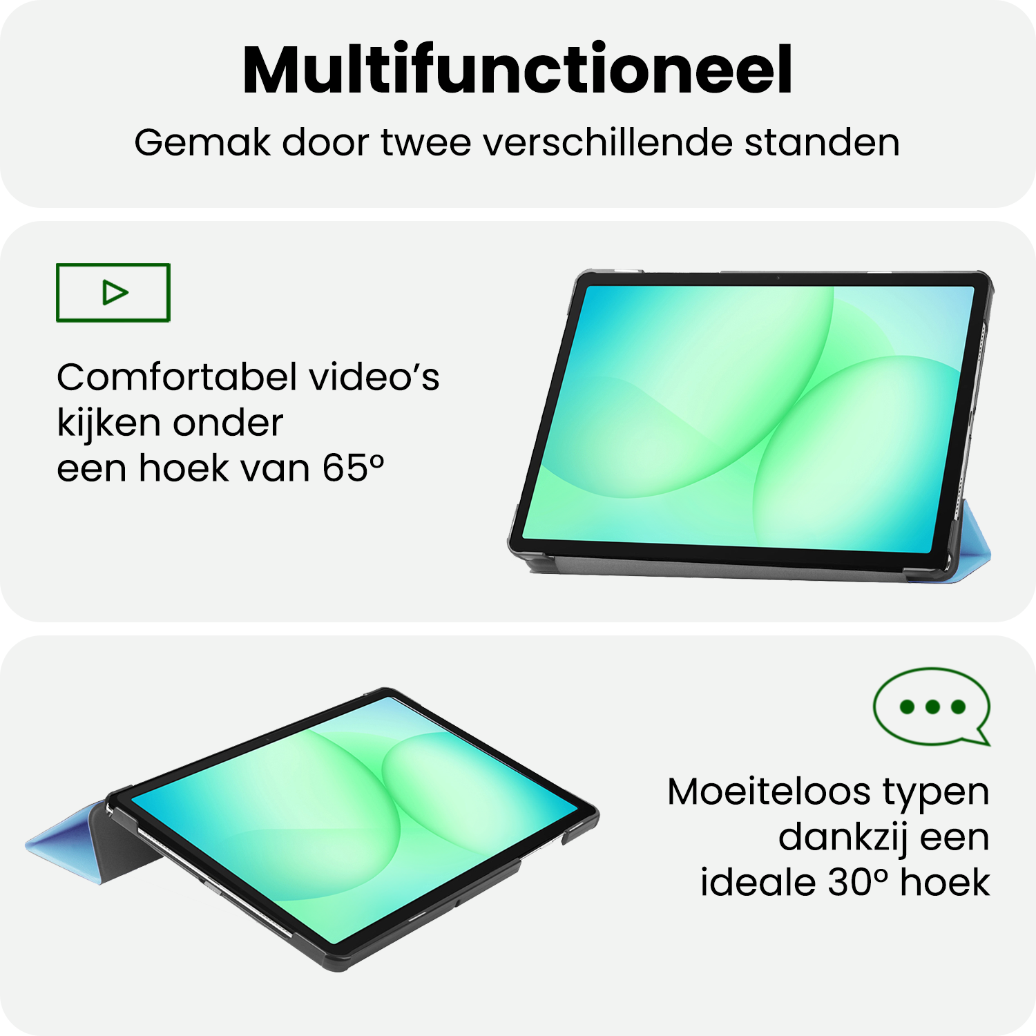 BASEY. Hoesje Geschikt voor Samsung Galaxy Tab A9 Plus Hoes Case Tablet Hoesje Tri-fold Met Screenprotector - Hoes Geschikt voor Samsung Tab A9 Plus Hoesje Hard Cover Bookcase Hoes - Lichtblauw