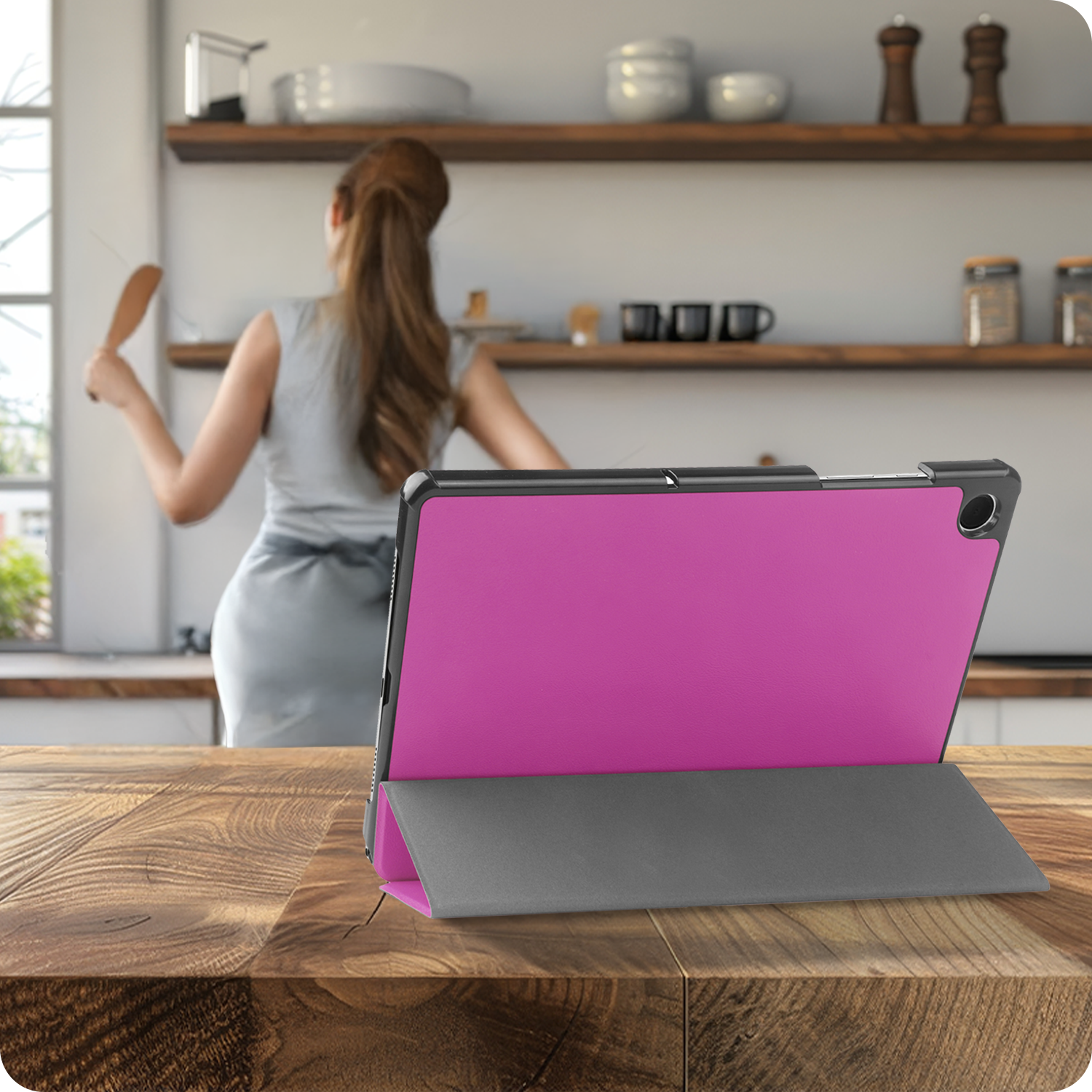 BASEY. Hoesje Geschikt voor Samsung Galaxy Tab A9 Plus Hoes Case Tablet Hoesje Tri-fold Met Screenprotector - Hoes Geschikt voor Samsung Tab A9 Plus Hoesje Hard Cover Bookcase Hoes - Paars