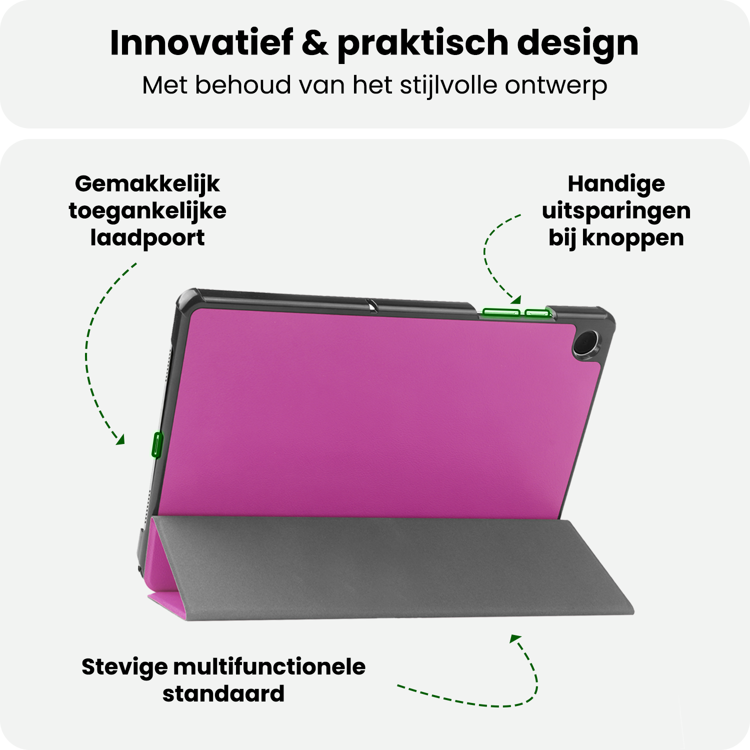 BASEY. Hoesje Geschikt voor Samsung Galaxy Tab A9 Plus Hoes Case Tablet Hoesje Tri-fold Met Screenprotector - Hoes Geschikt voor Samsung Tab A9 Plus Hoesje Hard Cover Bookcase Hoes - Paars