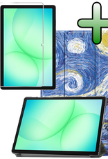 BASEY. Hoesje Geschikt voor Samsung Galaxy Tab A9 Plus Hoes Case Tablet Hoesje Tri-fold Met Screenprotector - Hoes Geschikt voor Samsung Tab A9 Plus Hoesje Hard Cover Bookcase Hoes - Sterrenhemel