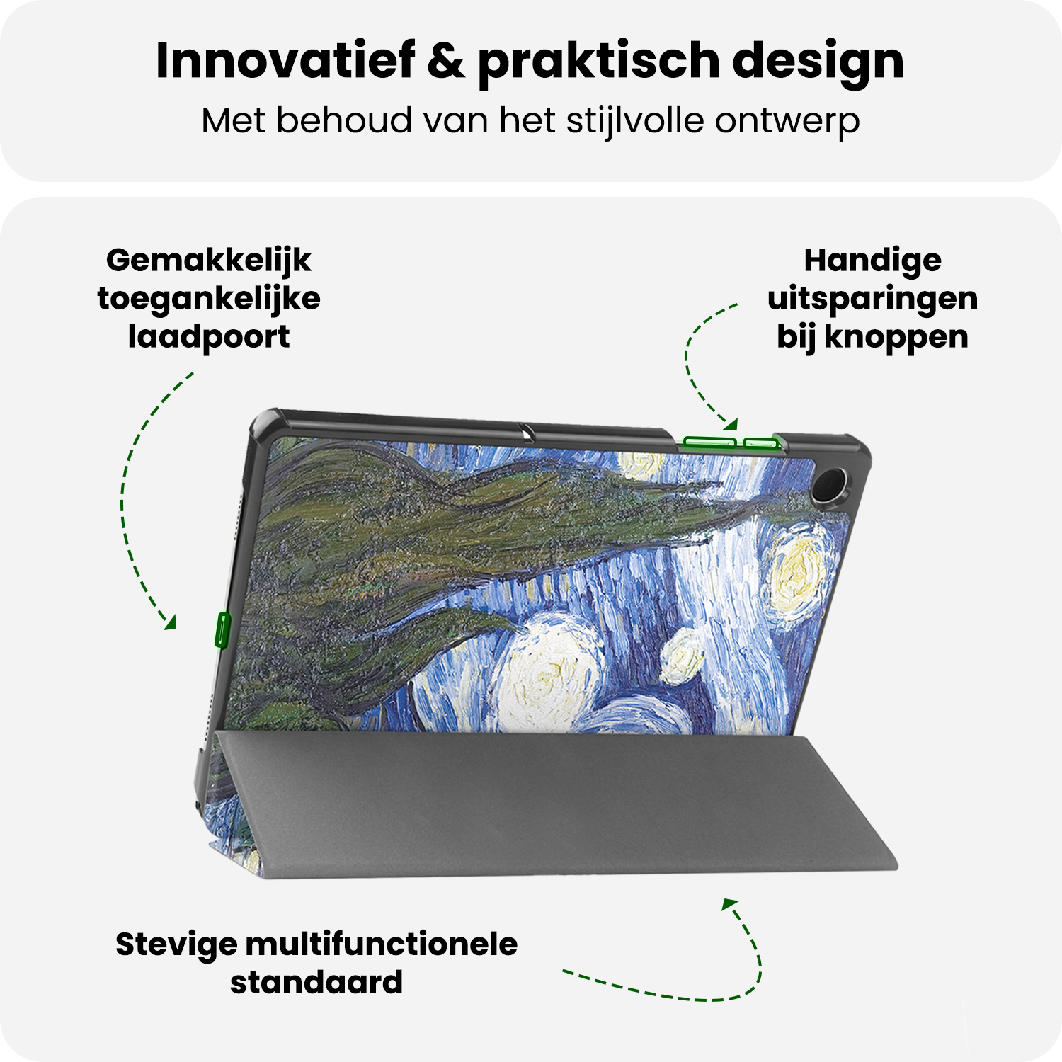 BASEY. Hoesje Geschikt voor Samsung Galaxy Tab A9 Plus Hoes Case Tablet Hoesje Tri-fold Met Screenprotector - Hoes Geschikt voor Samsung Tab A9 Plus Hoesje Hard Cover Bookcase Hoes - Sterrenhemel