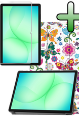 BASEY. Hoesje Geschikt voor Samsung Galaxy Tab A9 Plus Hoes Case Tablet Hoesje Tri-fold Met Screenprotector - Hoes Geschikt voor Samsung Tab A9 Plus Hoesje Hard Cover Bookcase Hoes - Vlinders