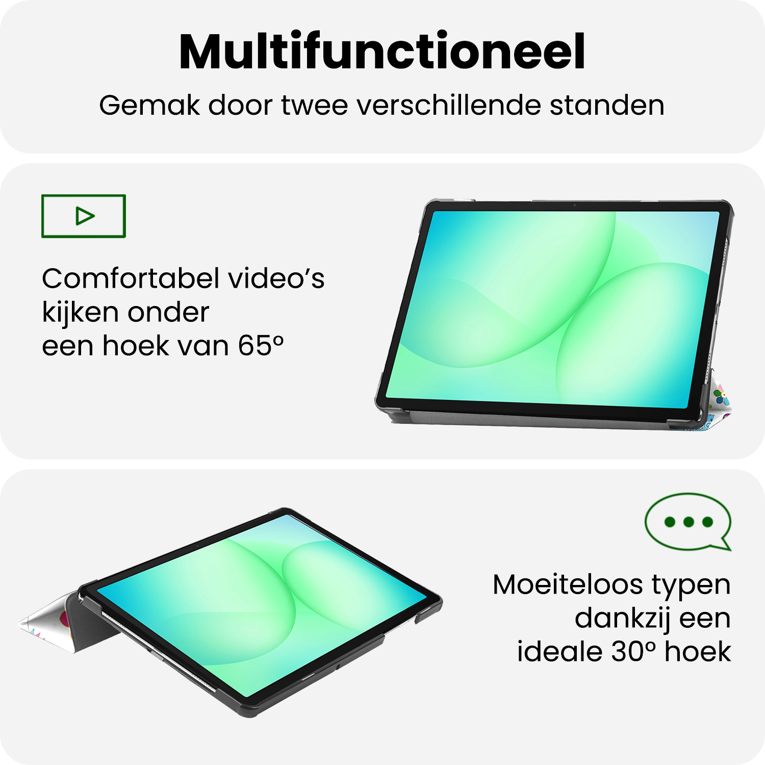 BASEY. Hoesje Geschikt voor Samsung Galaxy Tab A9 Plus Hoes Case Tablet Hoesje Tri-fold Met Screenprotector - Hoes Geschikt voor Samsung Tab A9 Plus Hoesje Hard Cover Bookcase Hoes - Vlinders