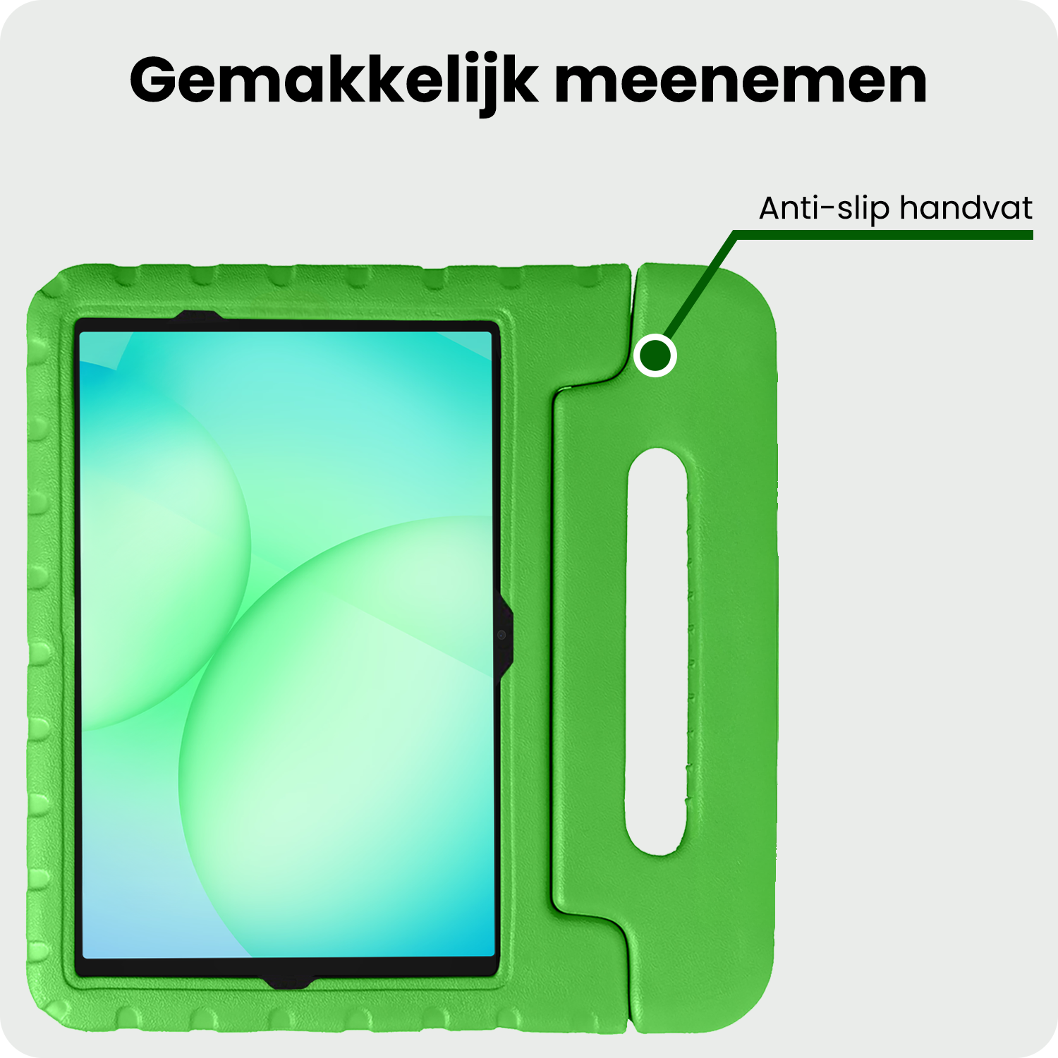 BASEY. Hoesje Geschikt voor Samsung Galaxy Tab A9 Plus Hoesje Kinder Hoes Shockproof Kinderhoes - Kindvriendelijk Hoesje Geschikt voor Samsung Tab A9 Plus Hoes Kids Case - Groen