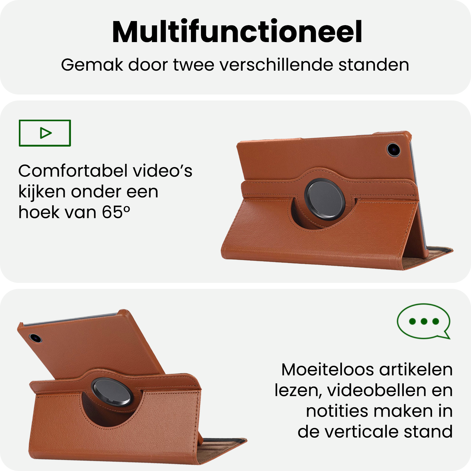 BASEY. BASEY. Samsung Galaxy Tab A9 Plus 2023 Hoes Draaibaar - Bruin