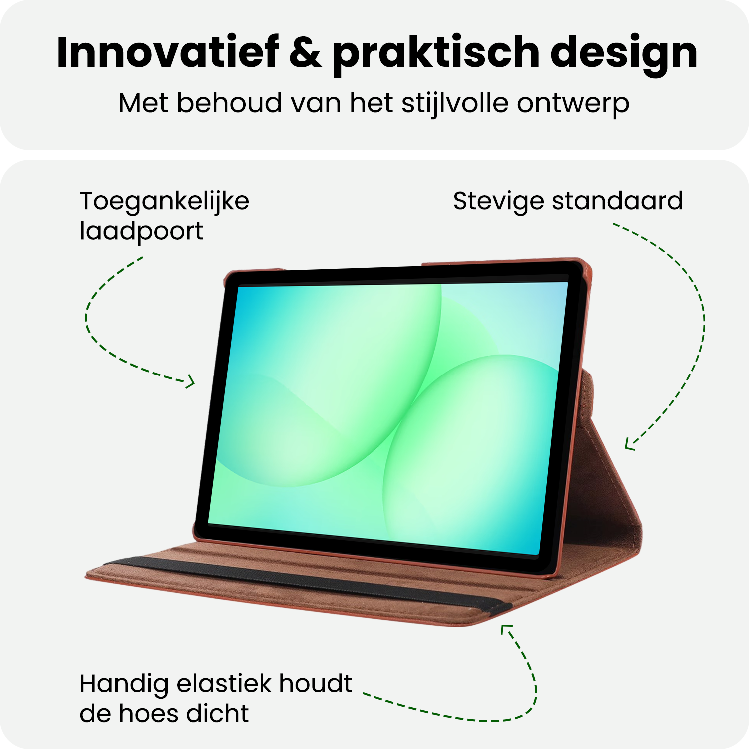 BASEY. BASEY. Samsung Galaxy Tab A9 Plus 2023 Hoes Draaibaar - Bruin