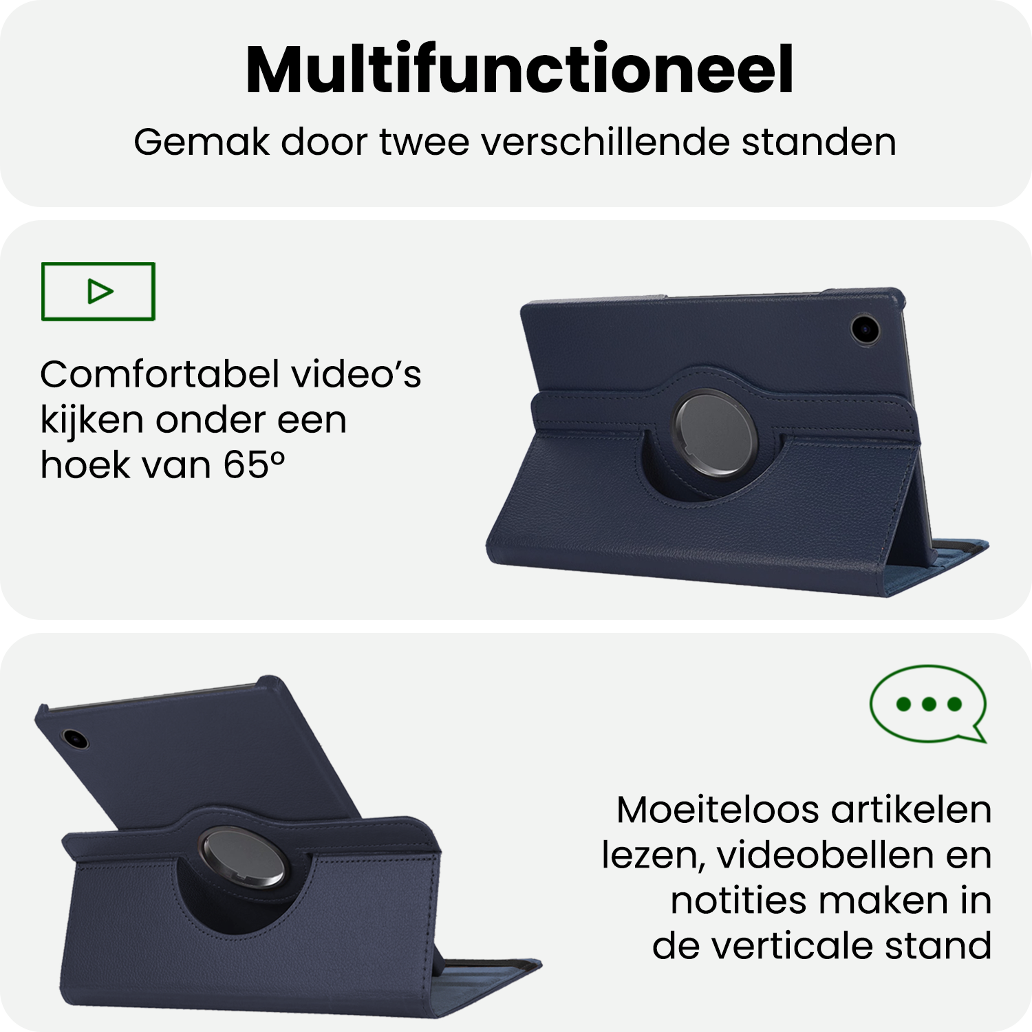 BASEY. BASEY. Samsung Galaxy Tab A9 Plus 2023 Hoes Draaibaar - Donkerblauw