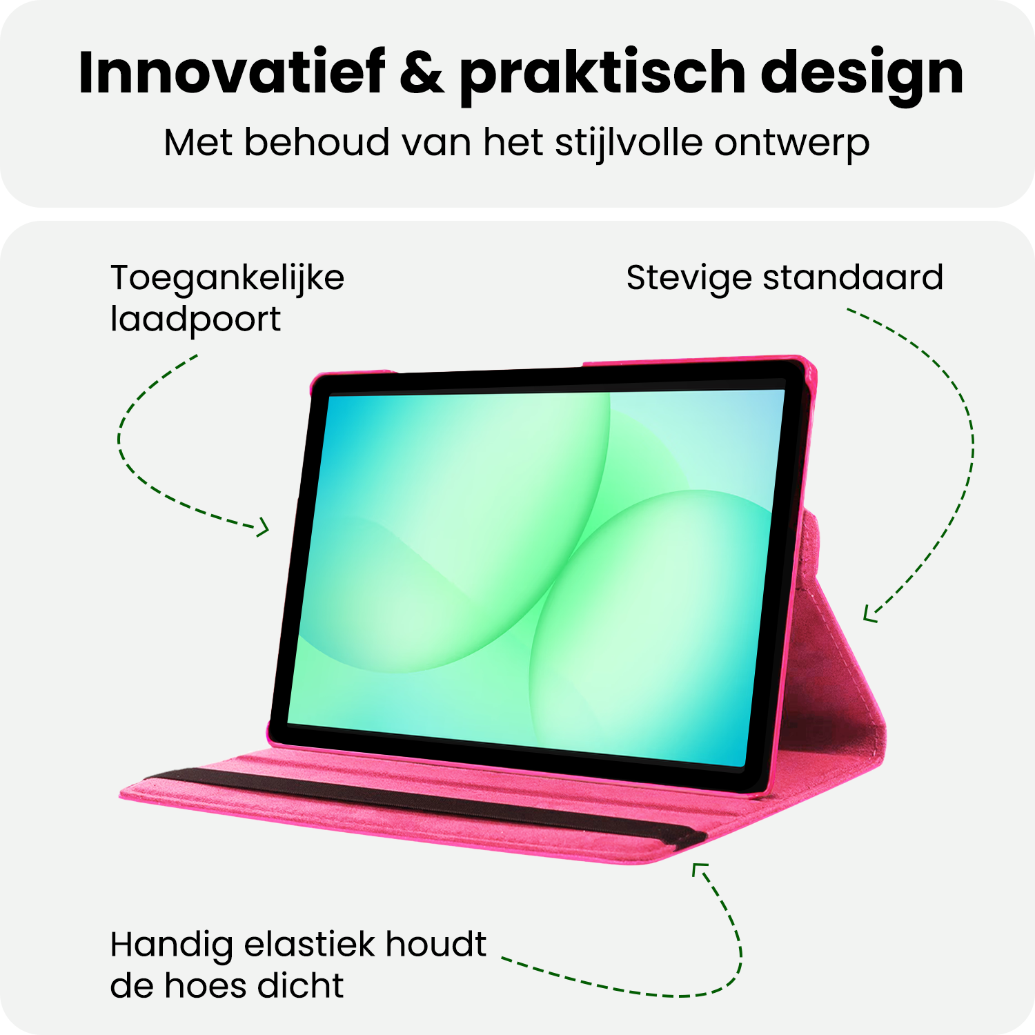 BASEY. BASEY. Samsung Galaxy Tab A9 Plus 2023 Hoes Draaibaar - Donkerroze