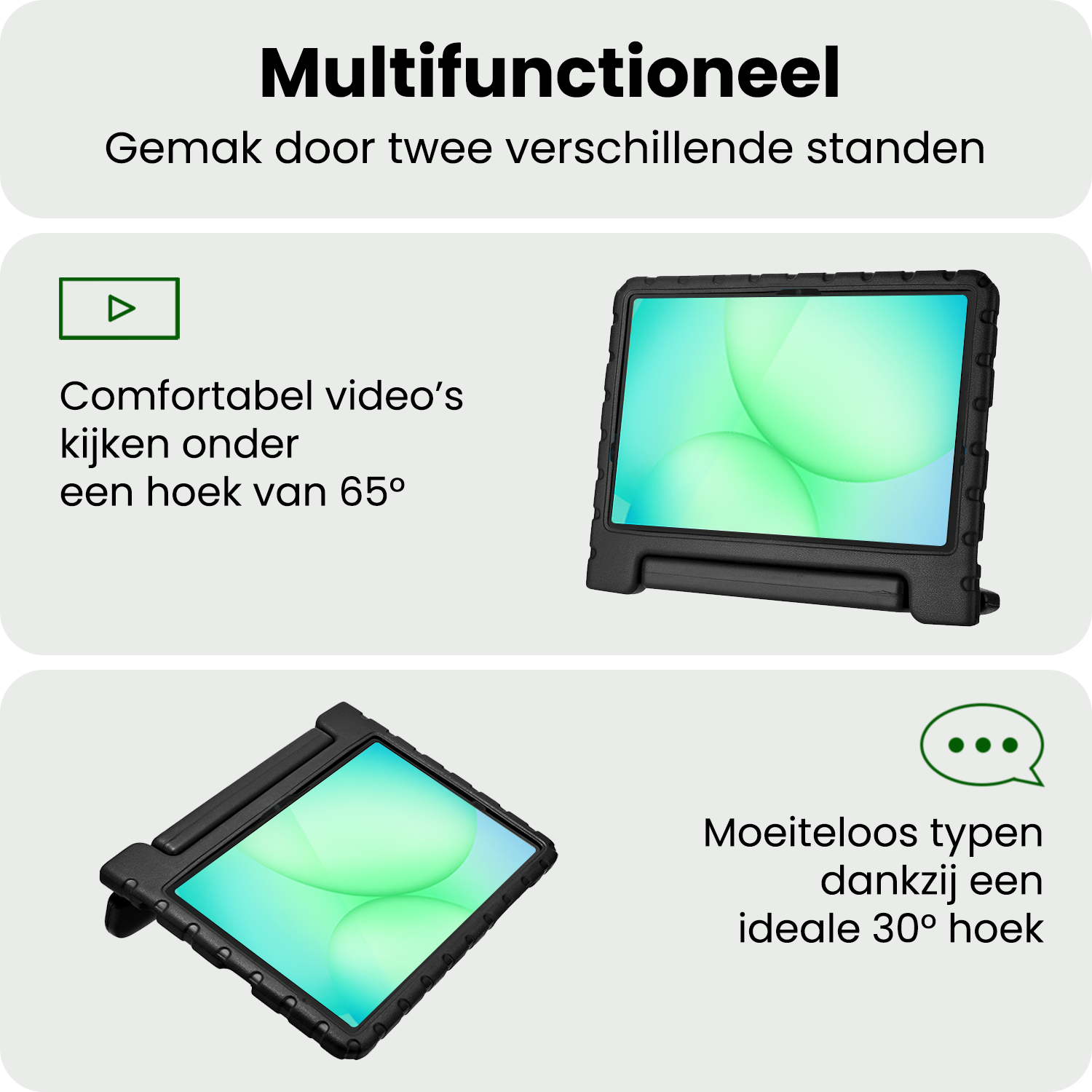 BASEY. Hoesje Geschikt voor Samsung Galaxy Tab A9 Plus Hoesje Kinder Hoes Shockproof Kinderhoes - Kindvriendelijk Hoesje Geschikt voor Samsung Tab A9 Plus Hoes Kids Case - Zwart