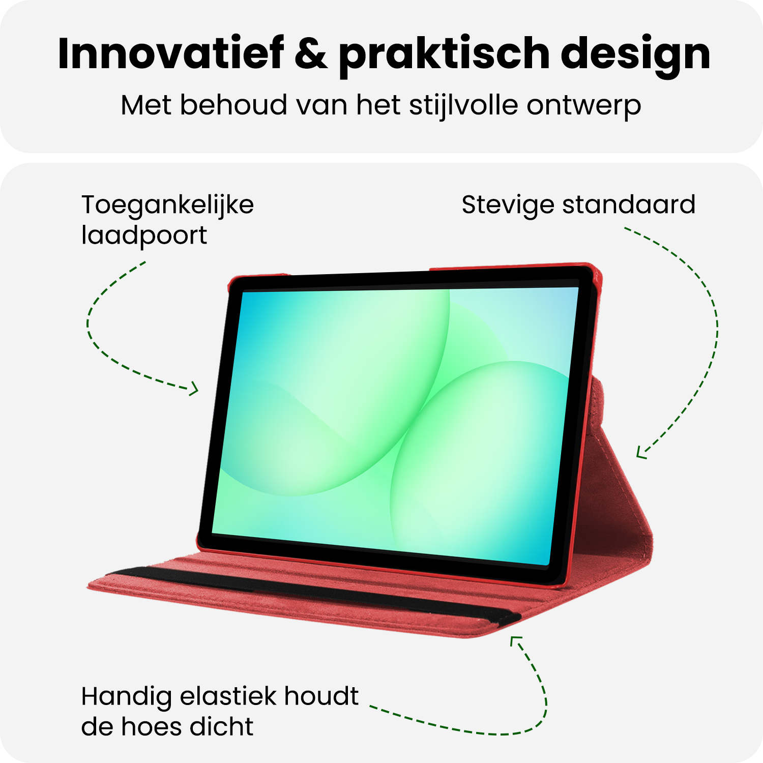 BASEY. BASEY. Samsung Galaxy Tab A9 Plus 2023 Hoes Draaibaar - Rood